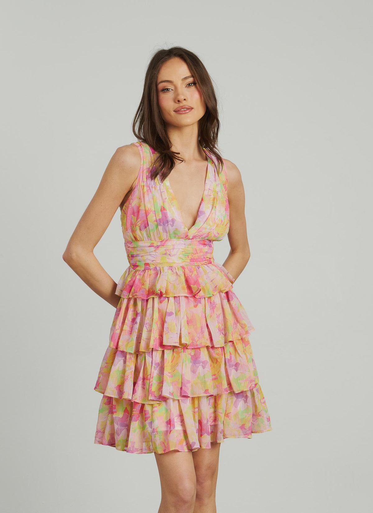 VESTIDO VOLANTES CINTURA FRUNCES