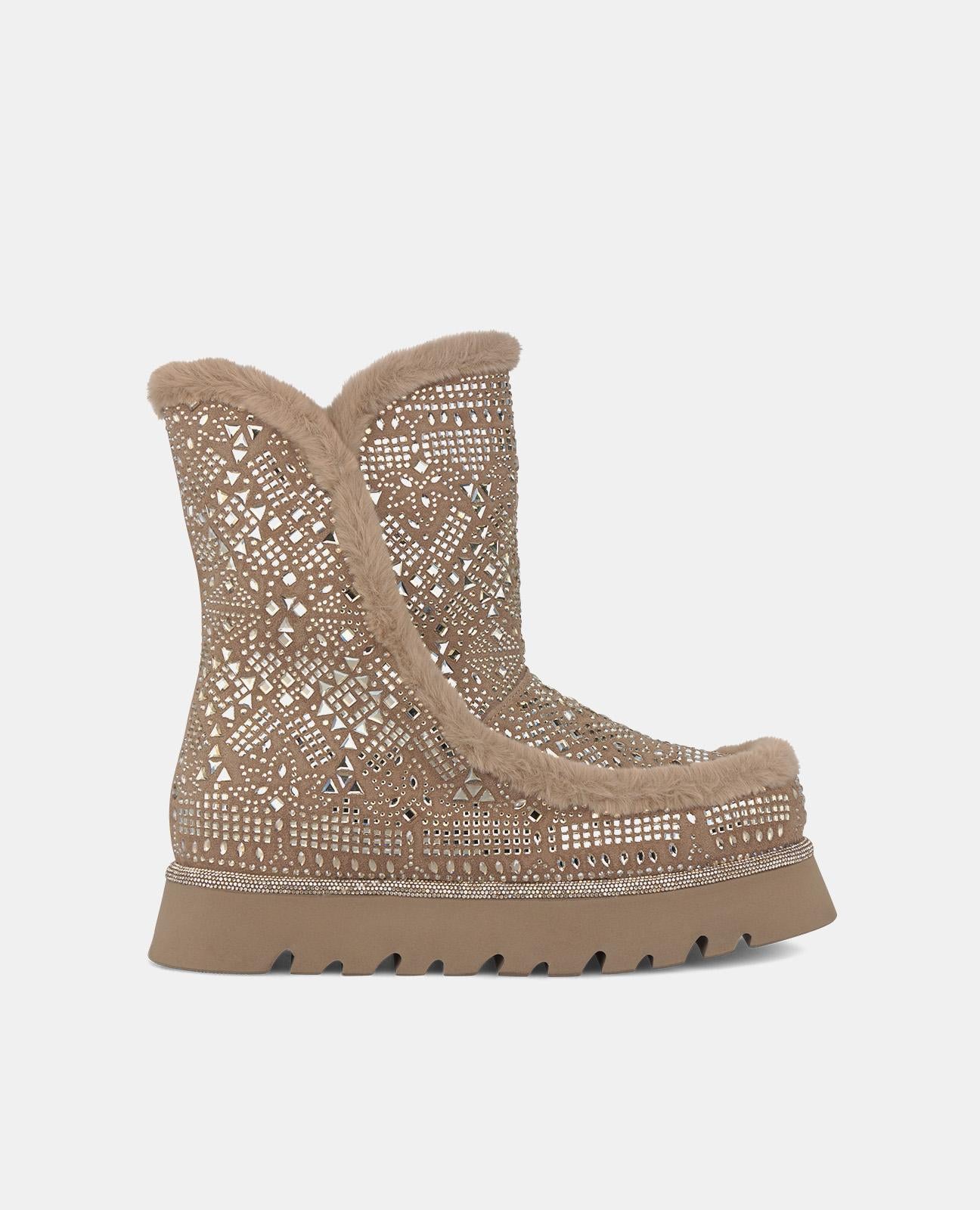 BOTTINES À EFFET DE FOURRURE