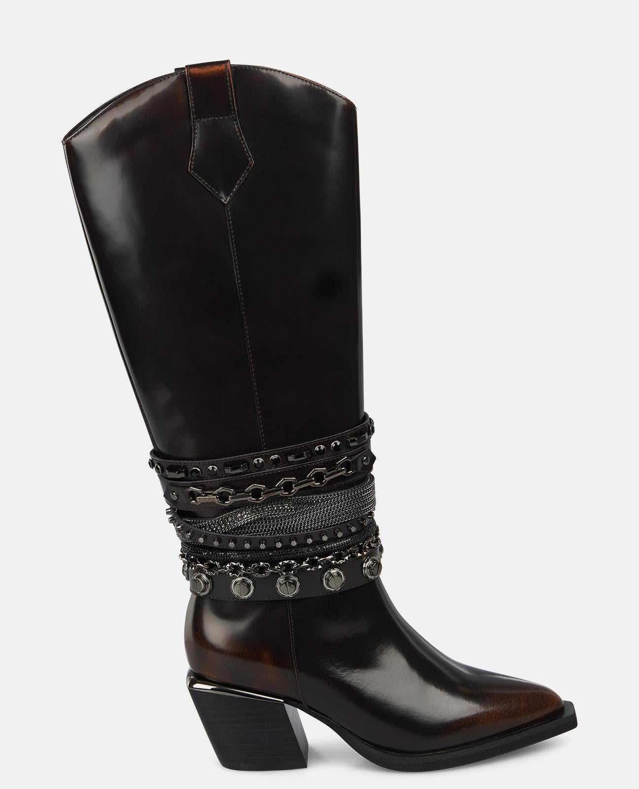 BOTA TACÓN CAÑA ABALORIOS