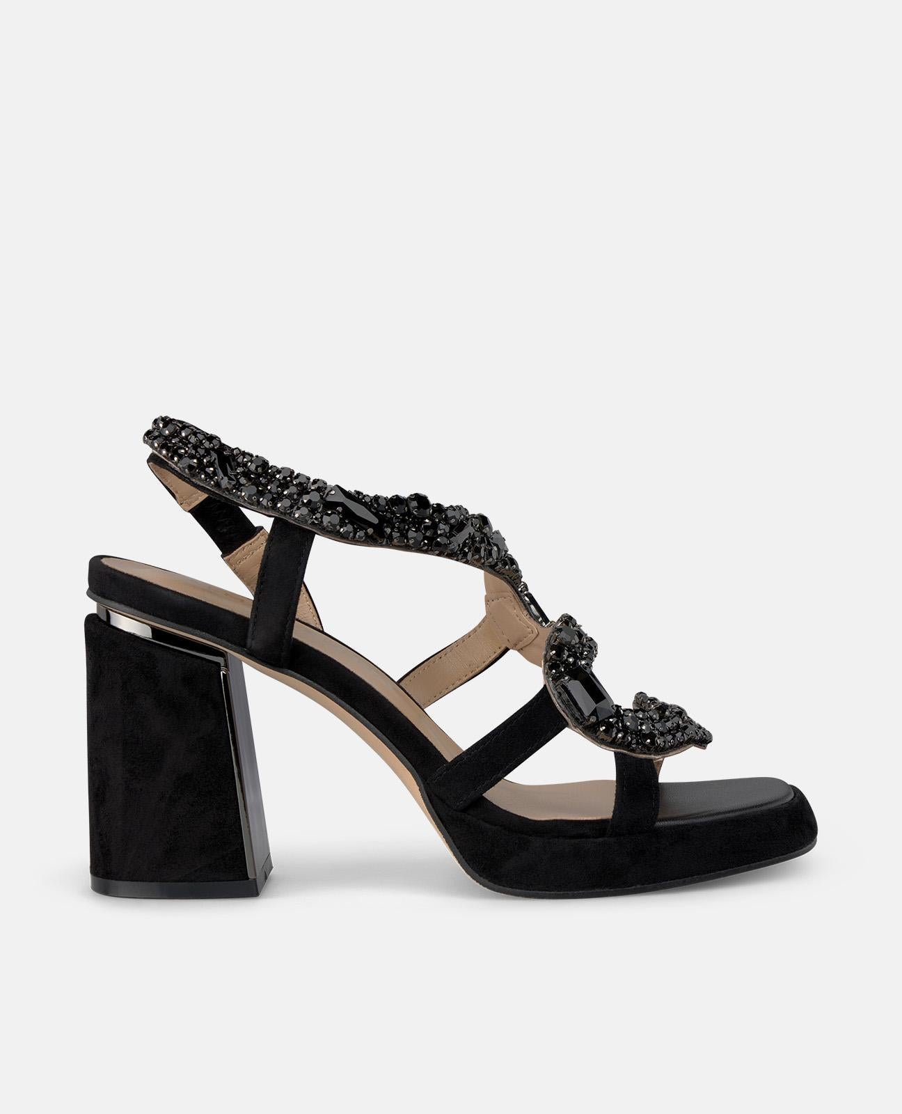 SANDALE À TALON EN SERPENT ET STRASS