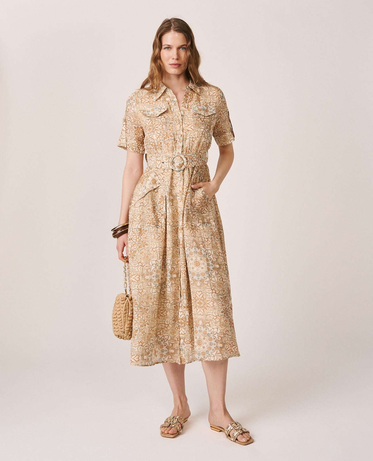 MOSAIC PRINT MIDI DRESS