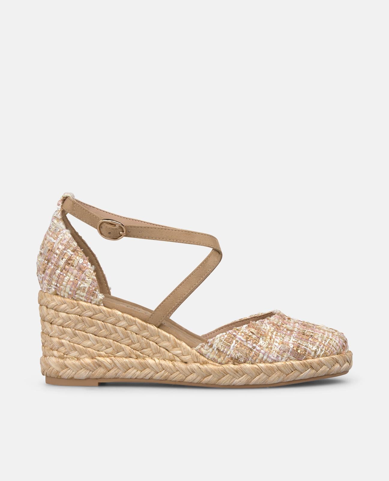 VALENCIAN MID-HEEL FABRIC SANDAL