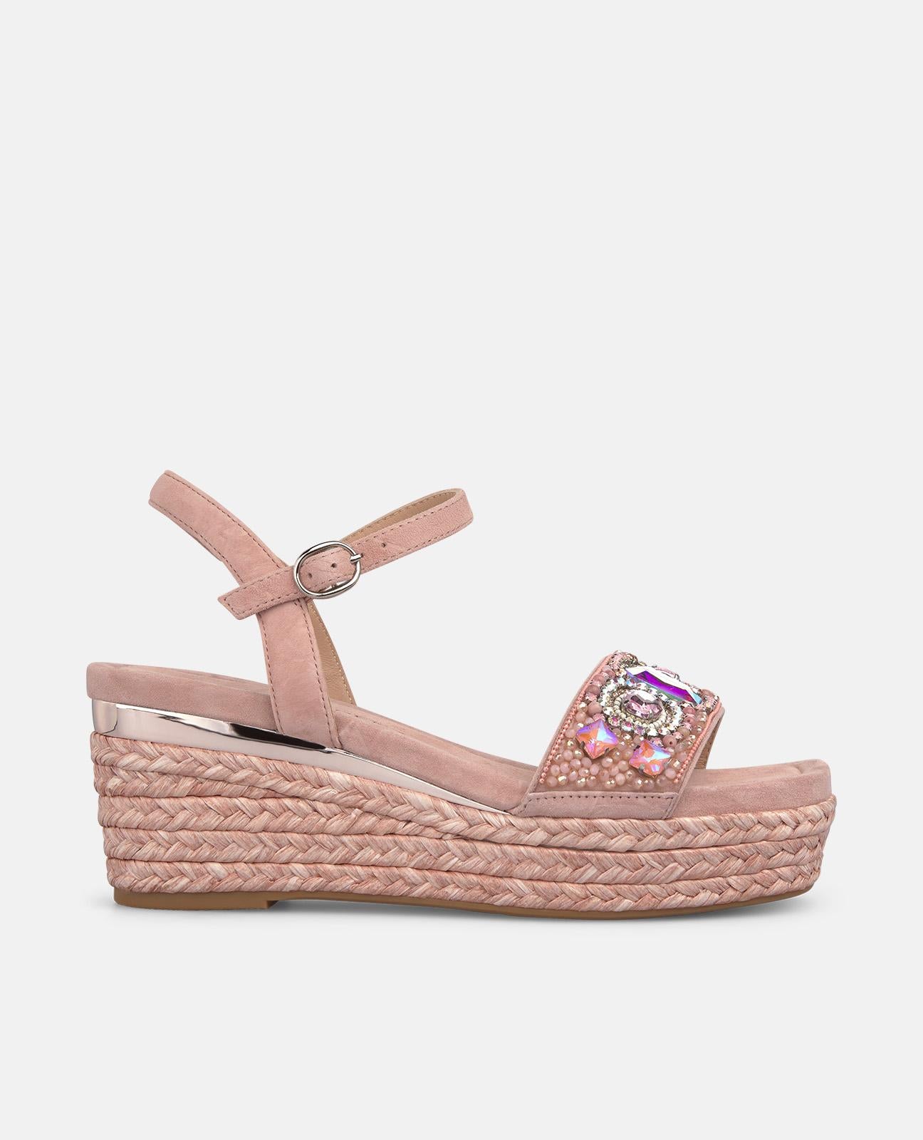 SANDALIA DE ESPARTO TIRA FRONTAL ABALORIOS