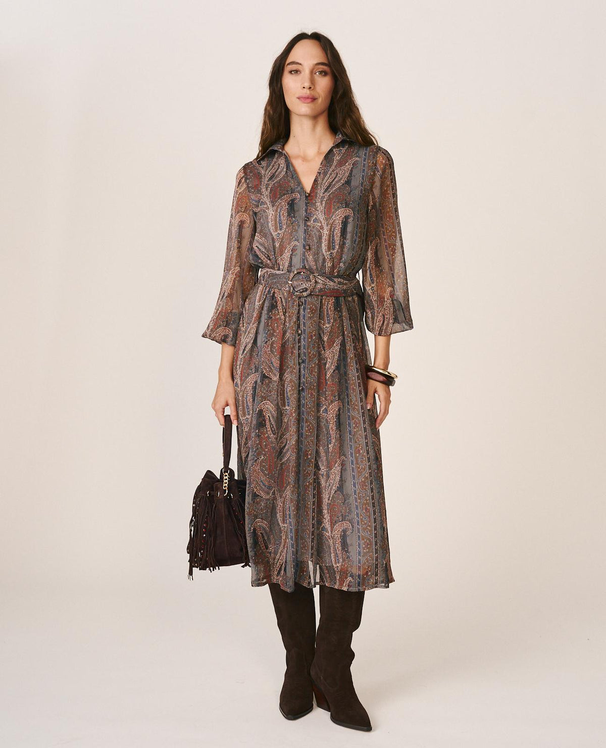 VESTIDO MIDI GASA PAISLEY