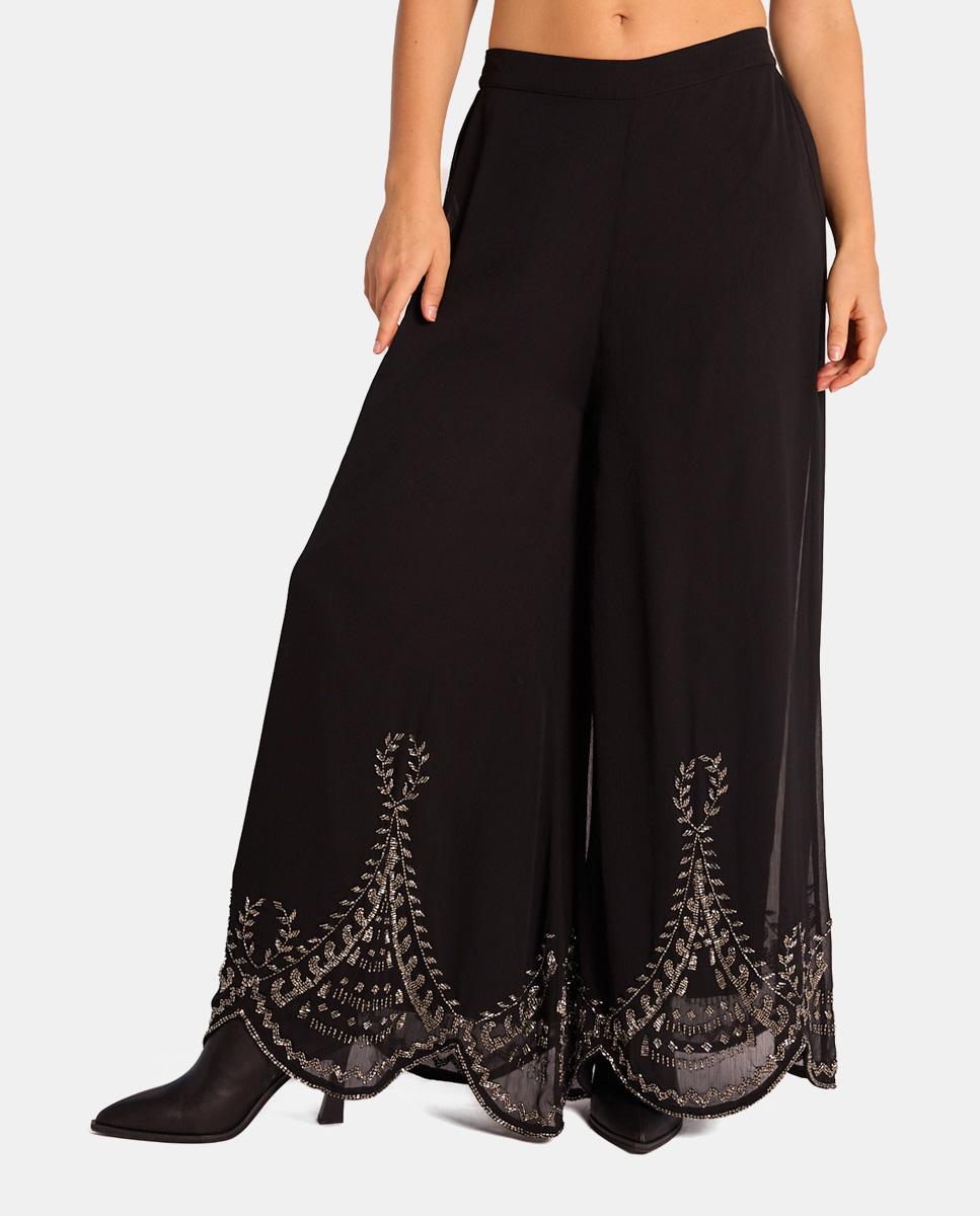 PANTALON DROIT FIL MÉTALLIQUE