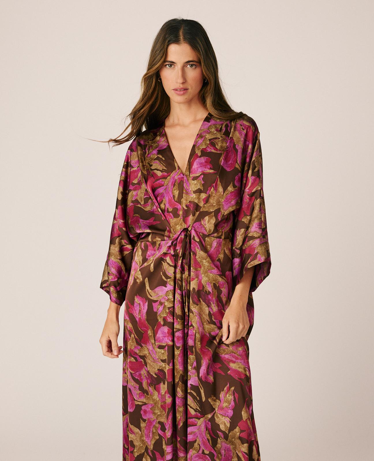 VESTIDO MIDI SATÉN FLORAL