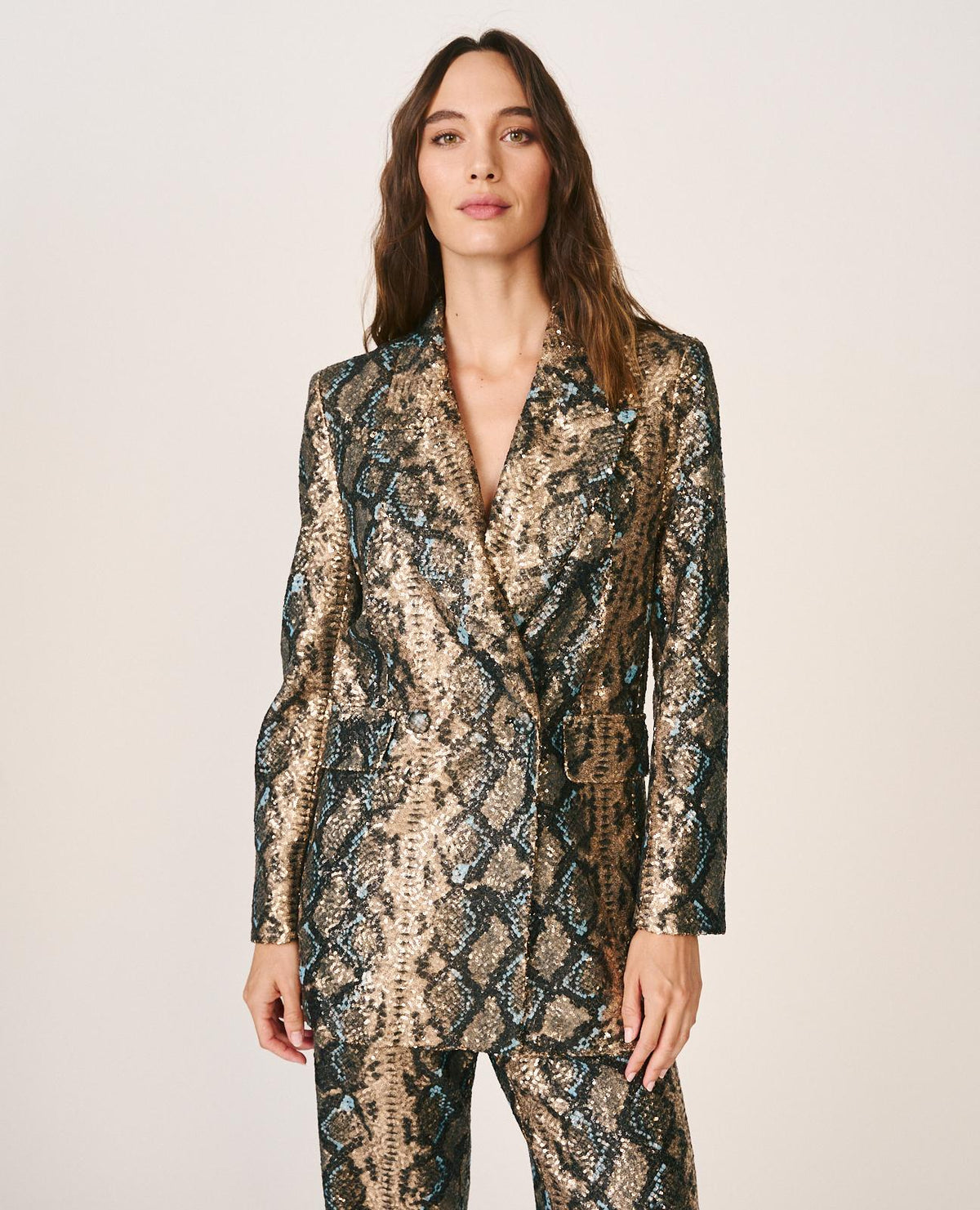 ANIMAL PRINT SEQUIN BLAZER