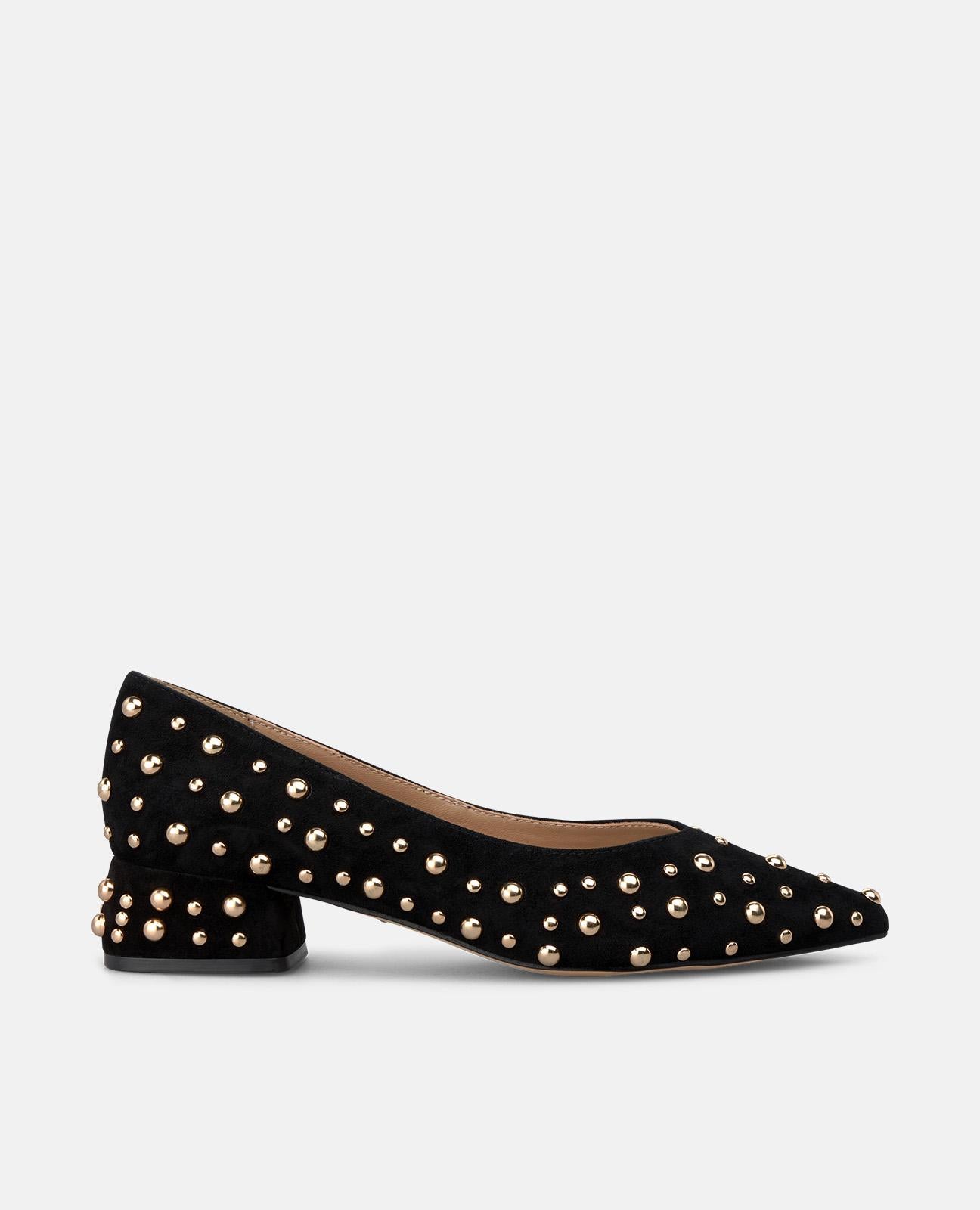 ZAPATO SALÓN ANTE CON TACHAS CIRCULARES