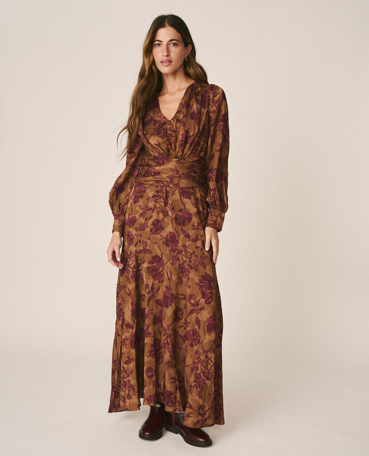 FLORAL JACQUARD LONG DRESS