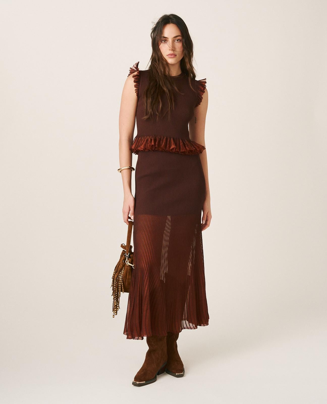 FALDA SEMITRANSPARENTE METALIZADA