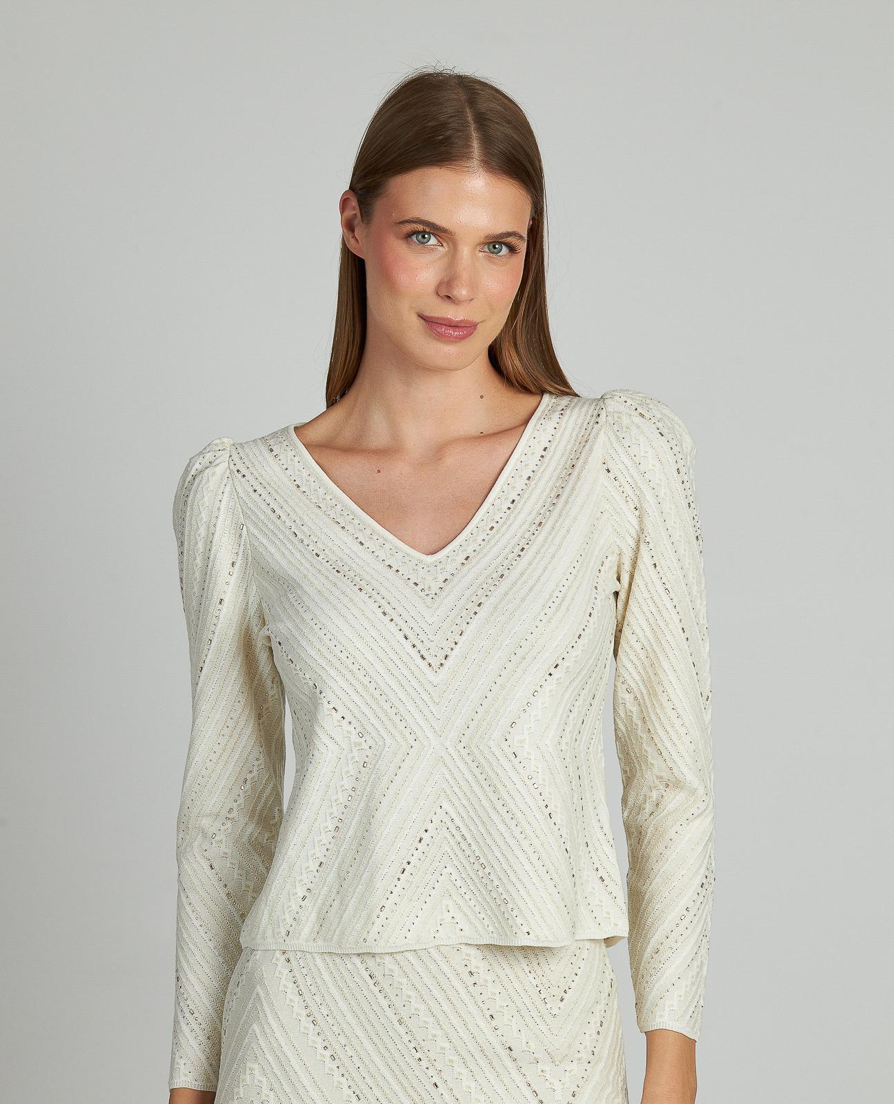 KNITTED SWEATER WITH RHINESTONES