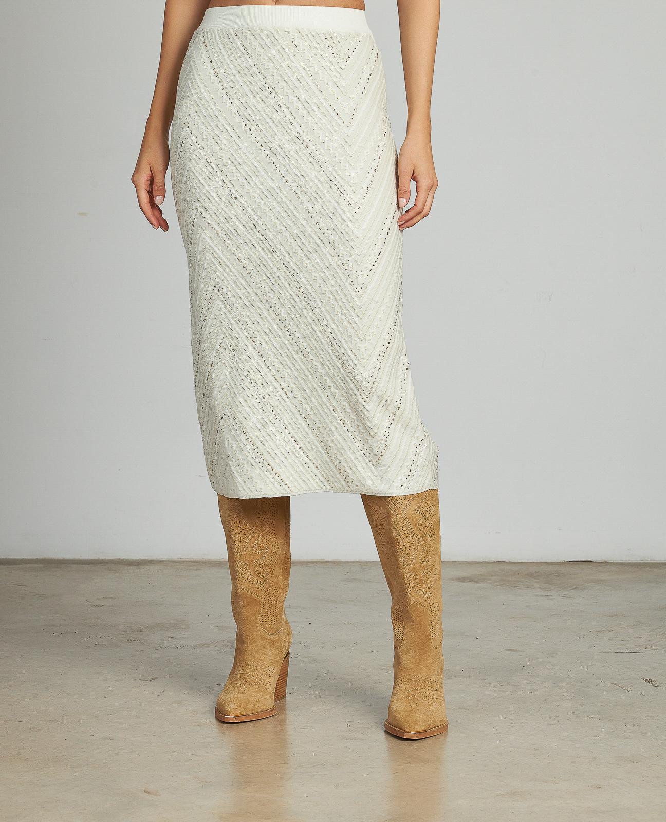 KNITTED SKIRT WITH RHINESTONES