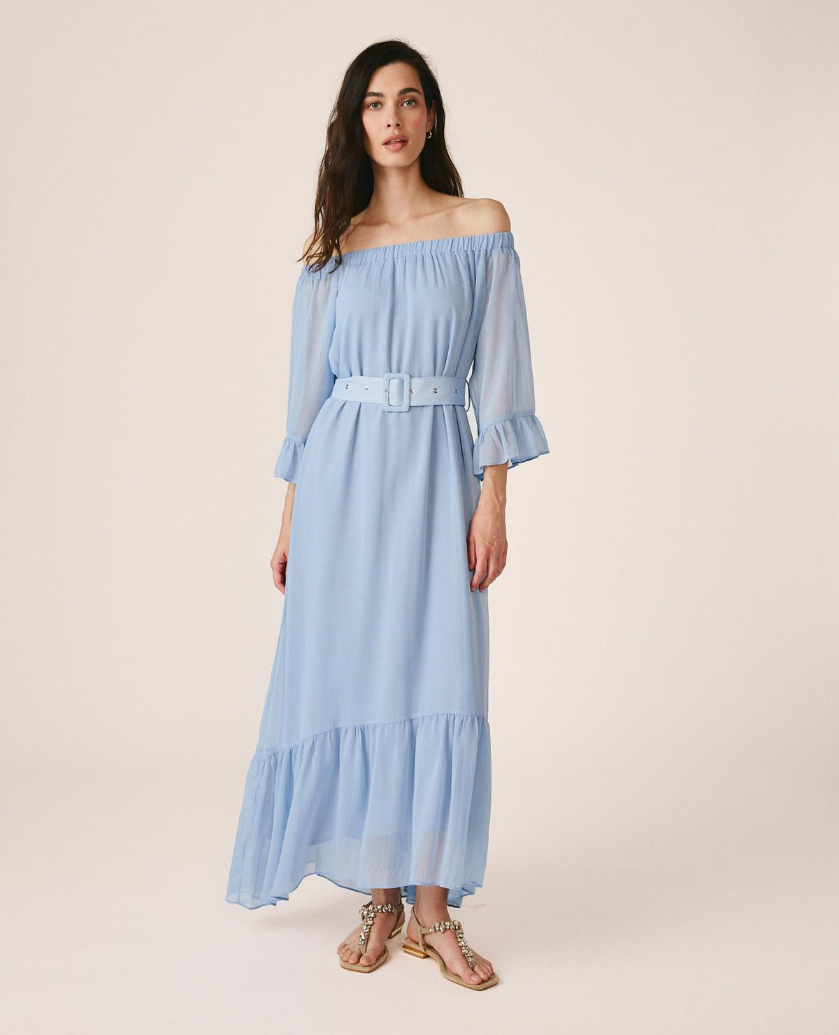 VESTIDO MIDI MANGA ACAMPANADA