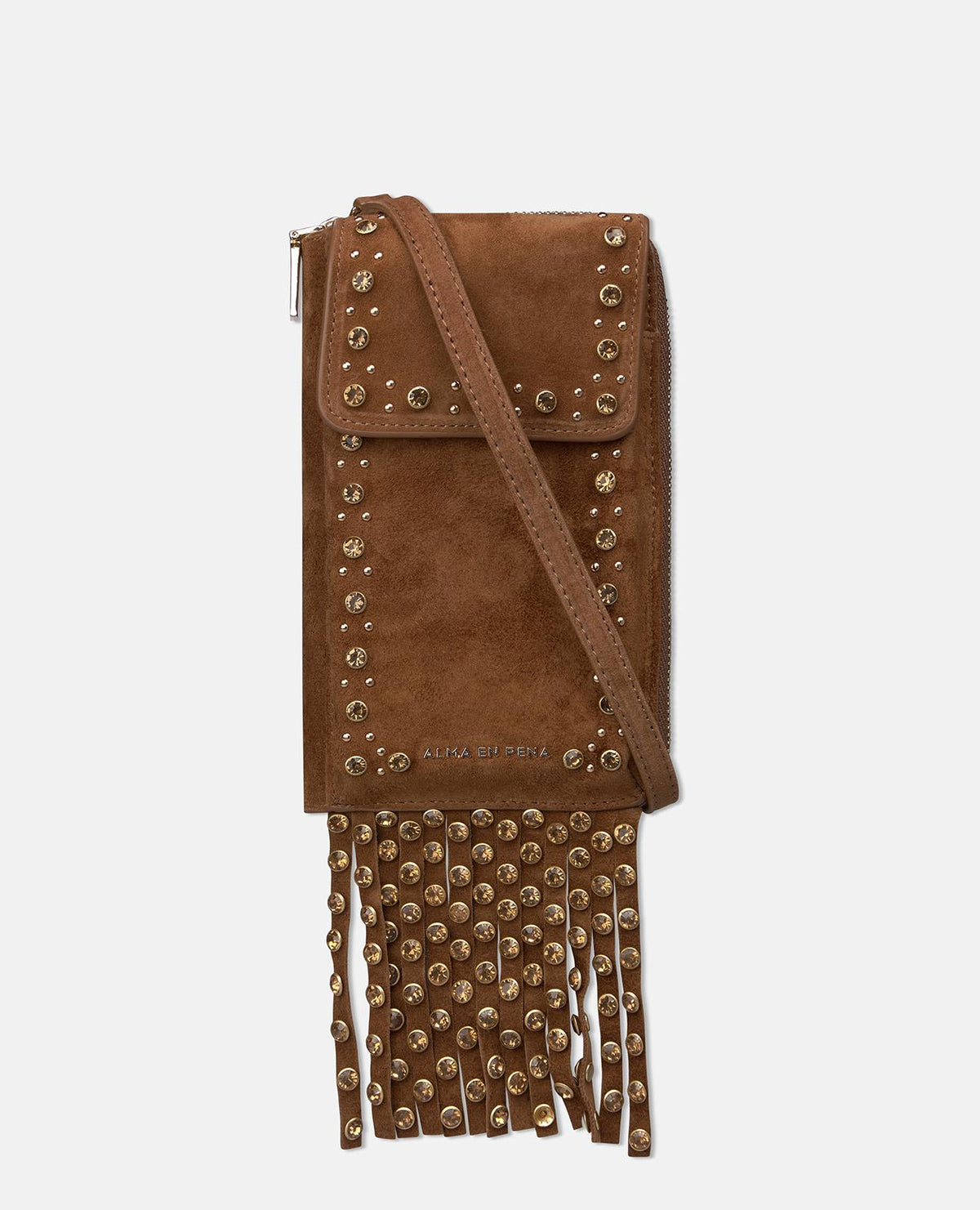 BOLSA CARTEIRA NATALIA EM CAMURÇA COM FRANJAS