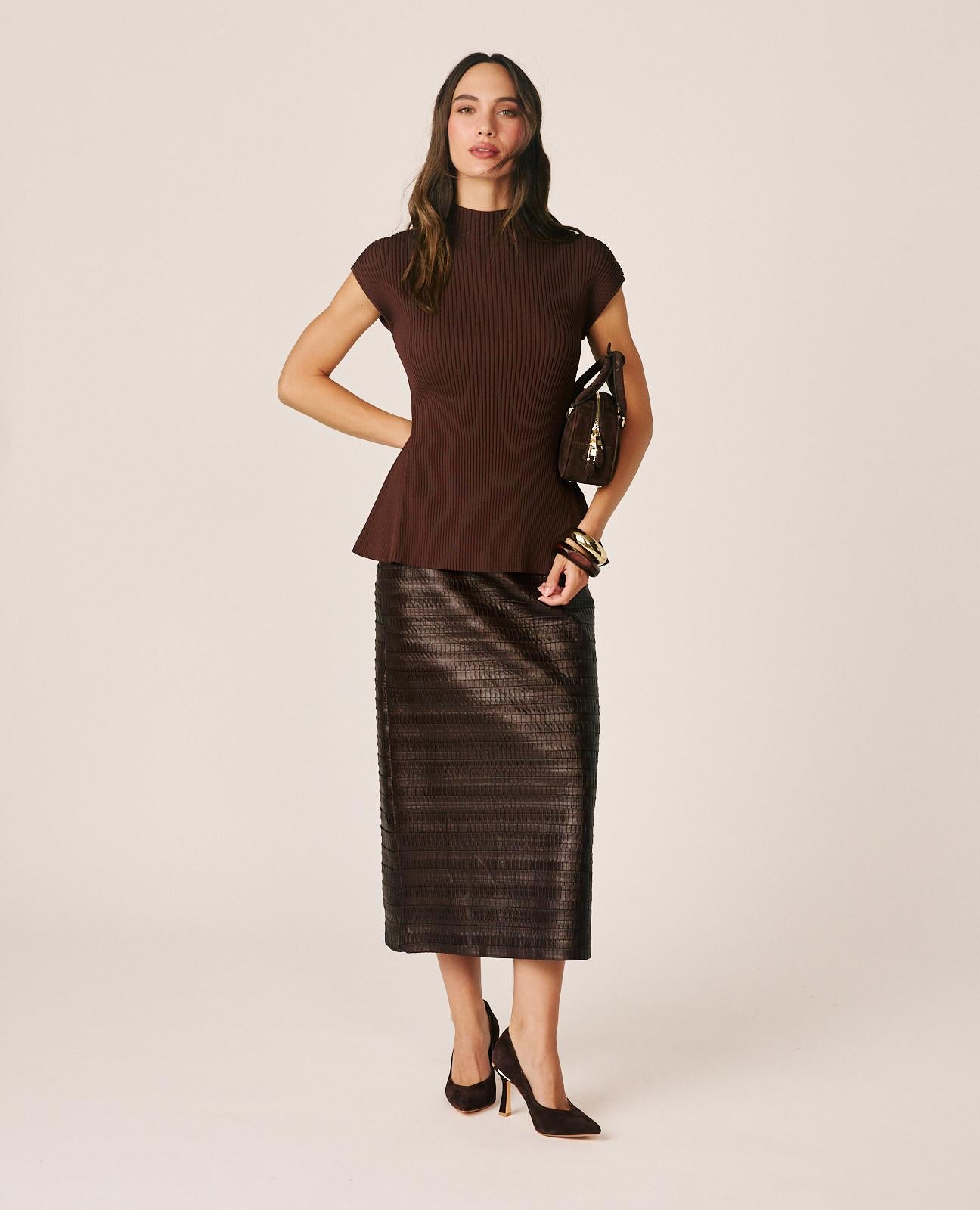 FALDA MIDI POLIPIEL