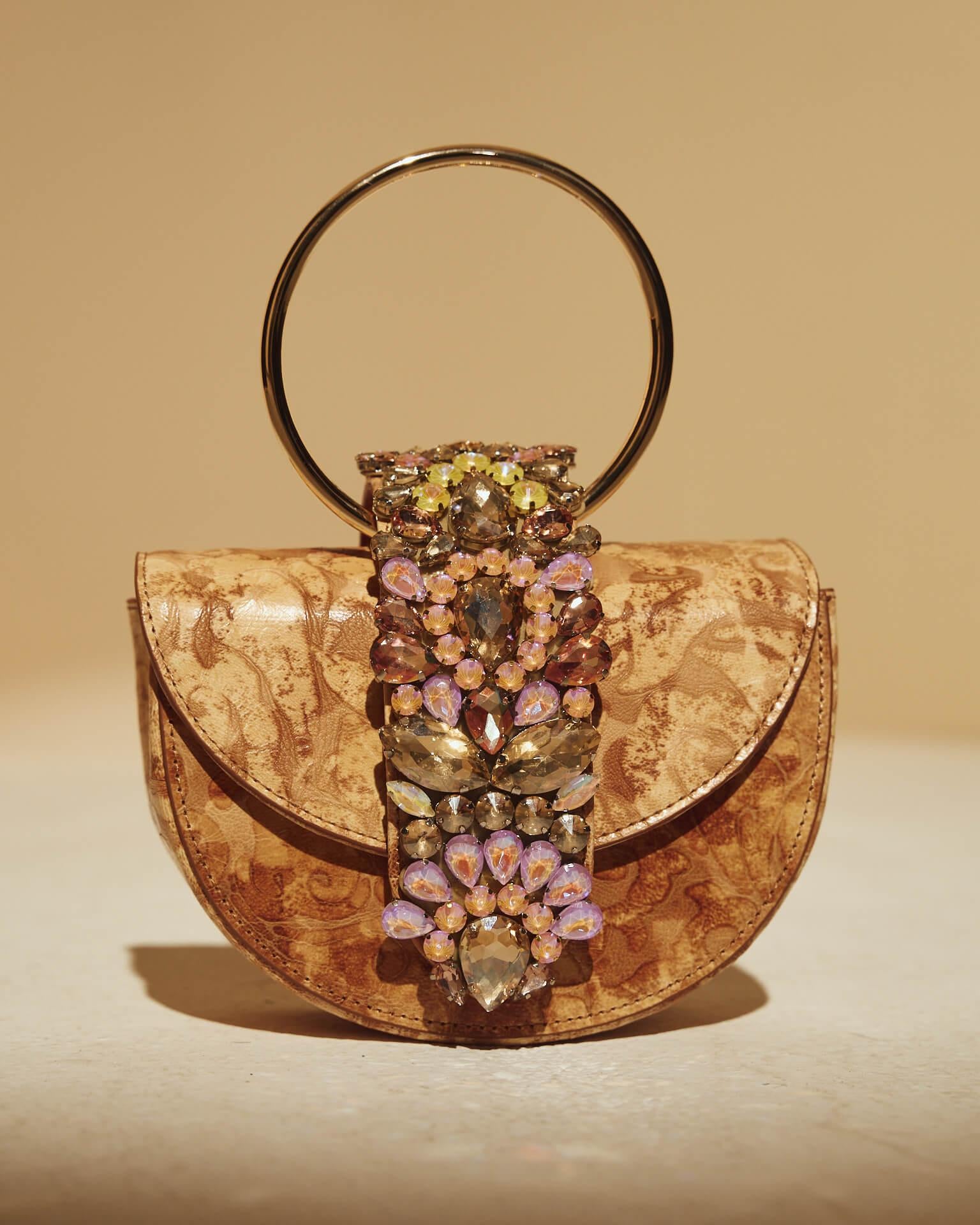 JEWELED HALF MOON BAG