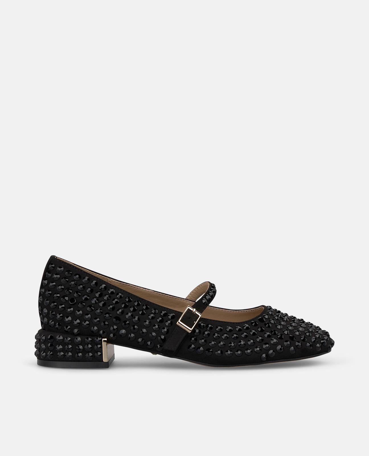 ZAPATO DE ANTE CON PEDRERÍA