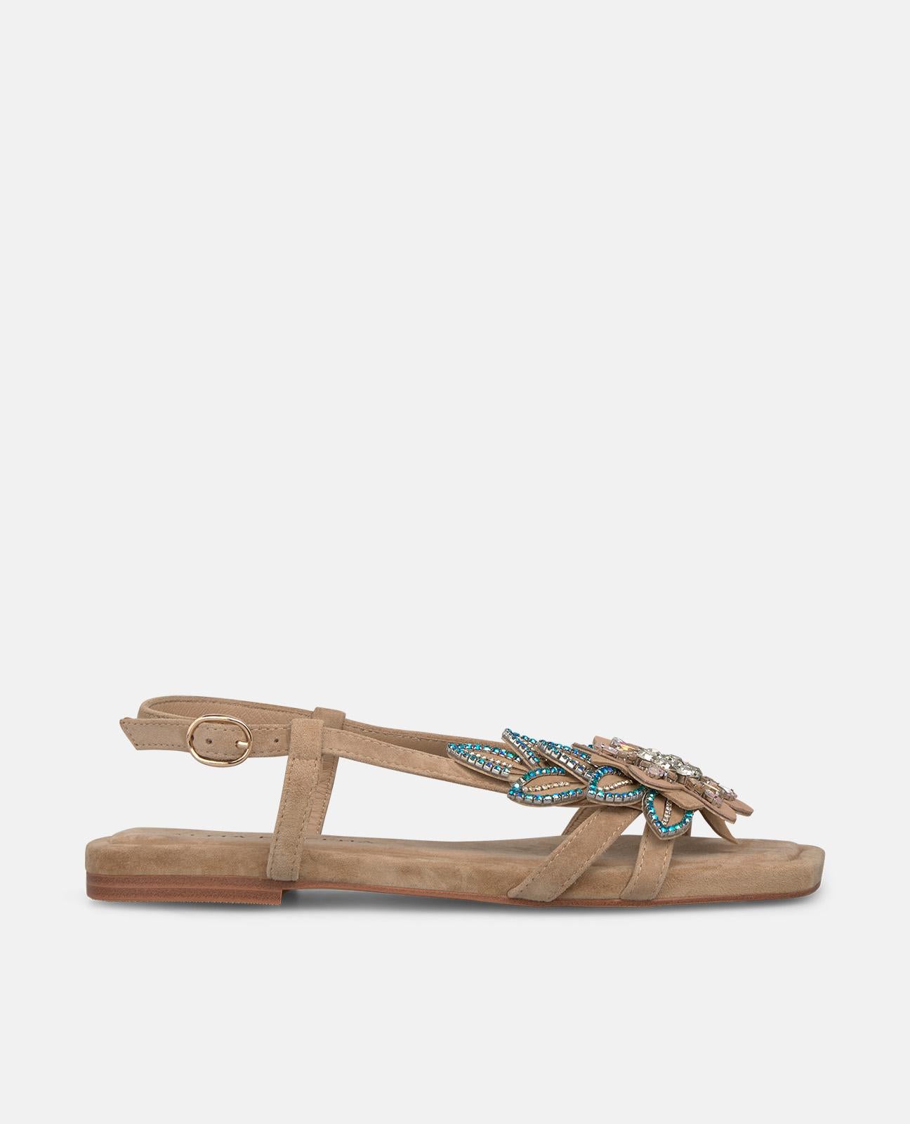 SANDALIA PLANA TIRA CON DETALLE FLOR