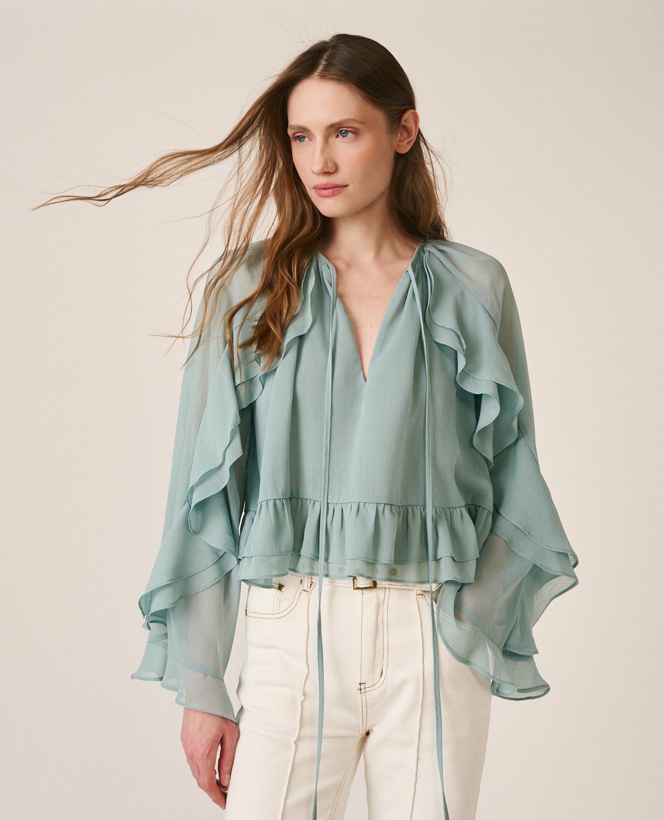 BLUSA MANGA VOLANTES