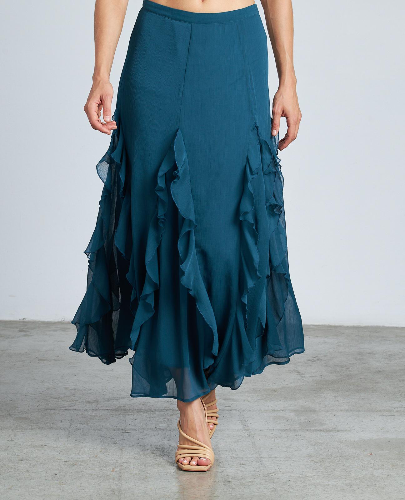 JUPE MIDI À VOLANTS