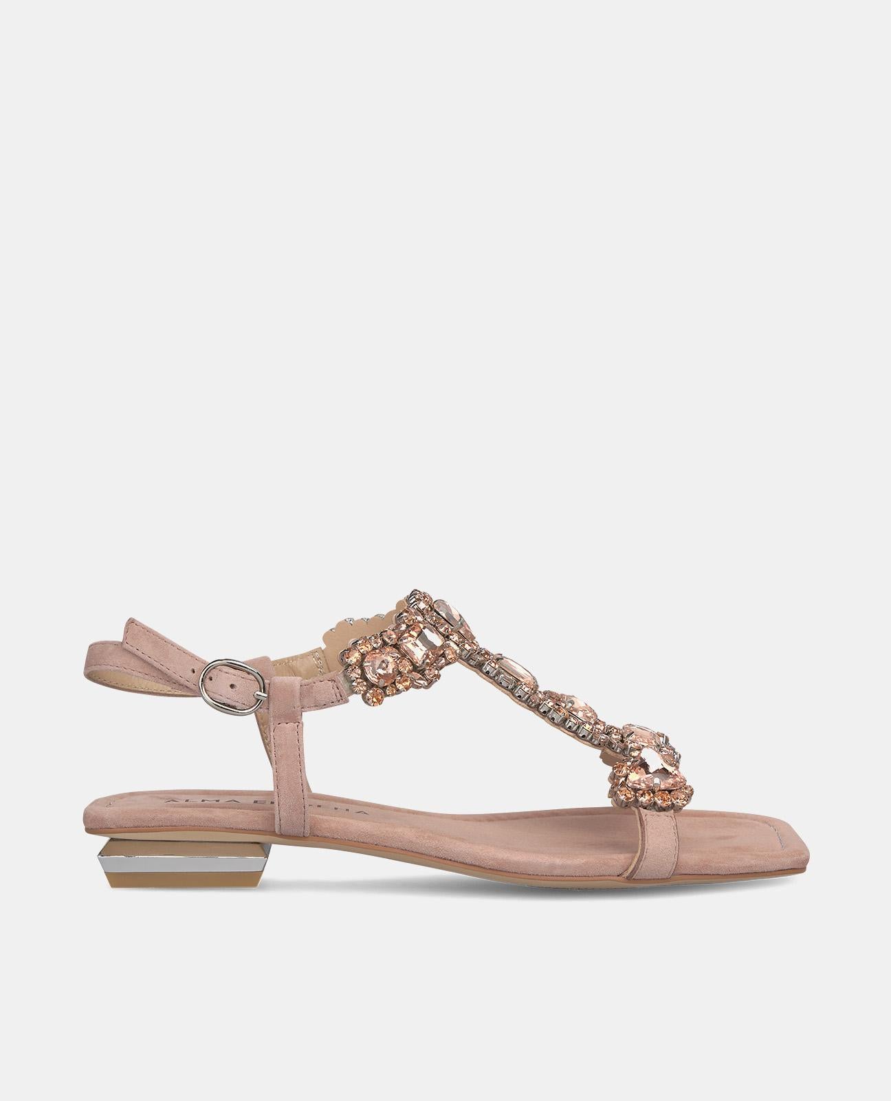 SANDALIA PLANA CON PEDRERÍA