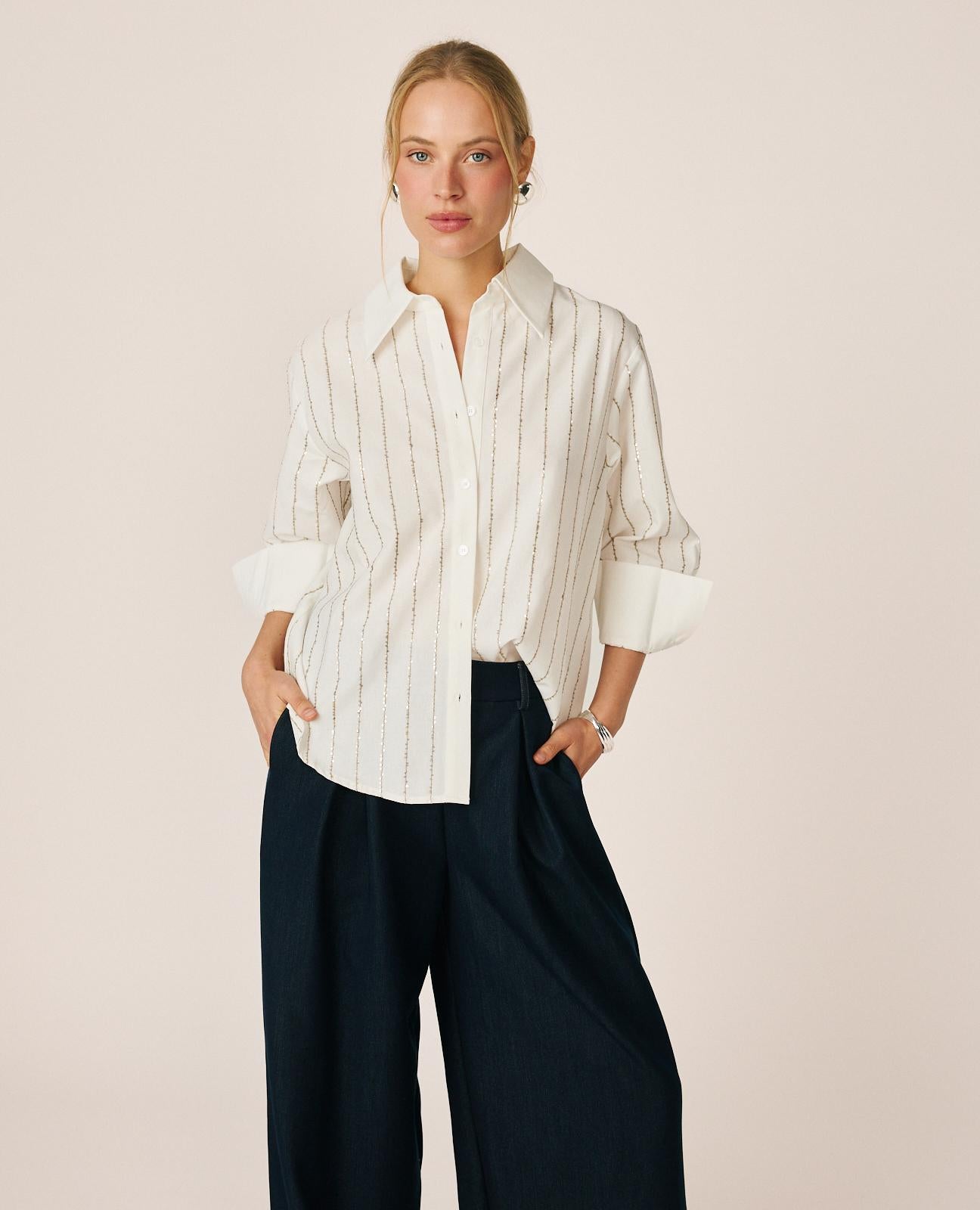 CAMISA RAYAS CON LENTEJUELAS