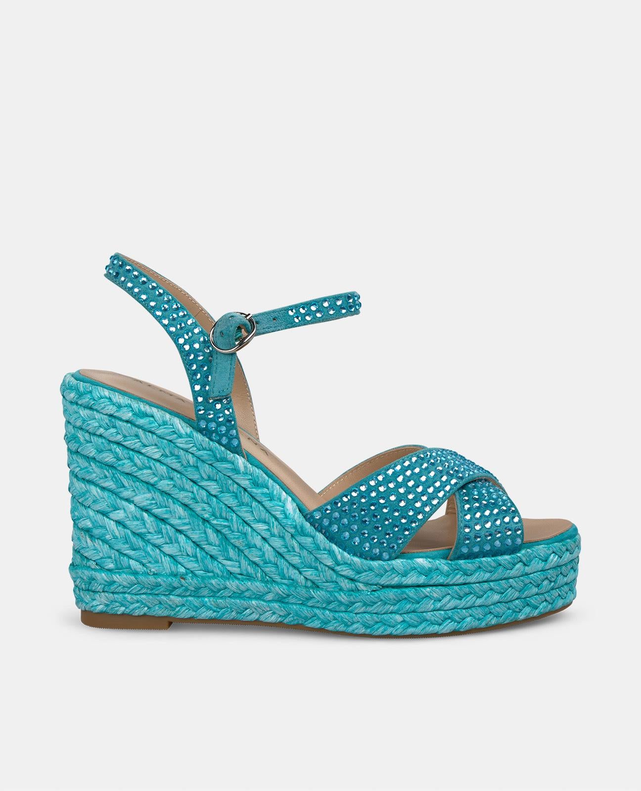 BRAIDED WEDGE WITH RHINESTONES