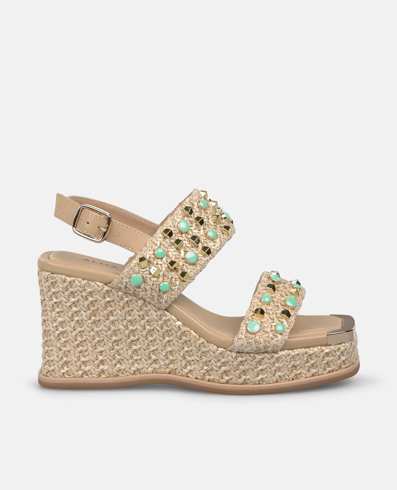 SANDALIA DOBLE TIRA TACHUELAS ESPARTO