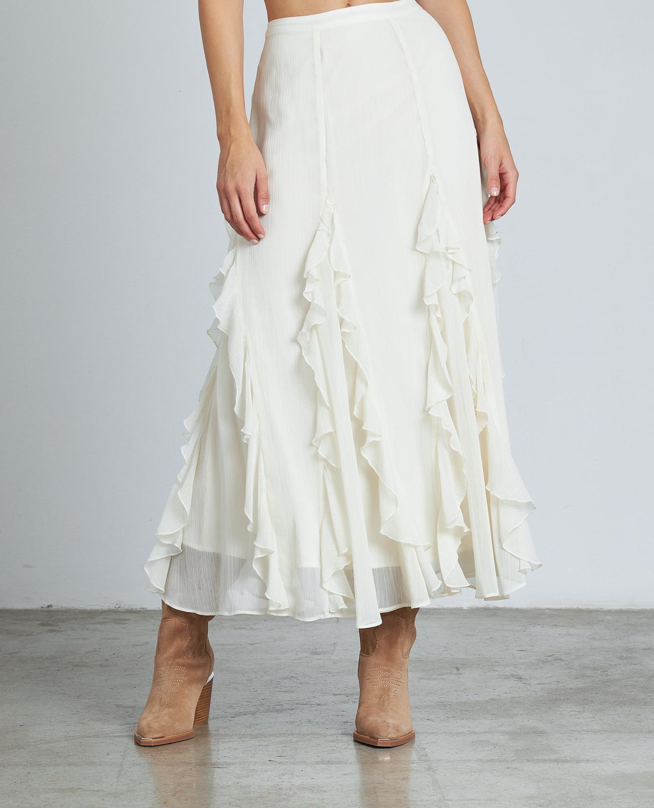 RUFFLED MIDI SKIRT
