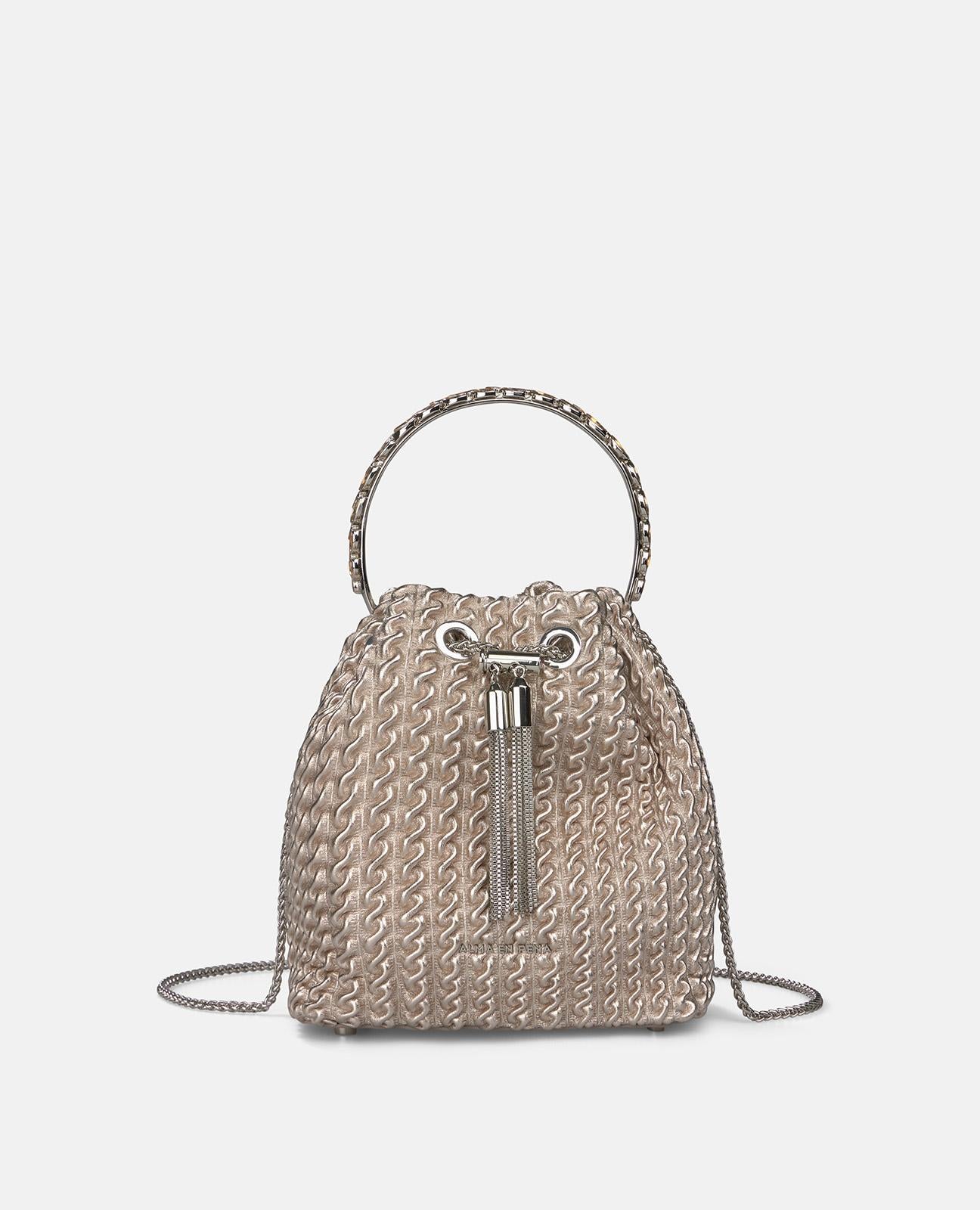 RHINESTONE DETAIL BOWLER BAG