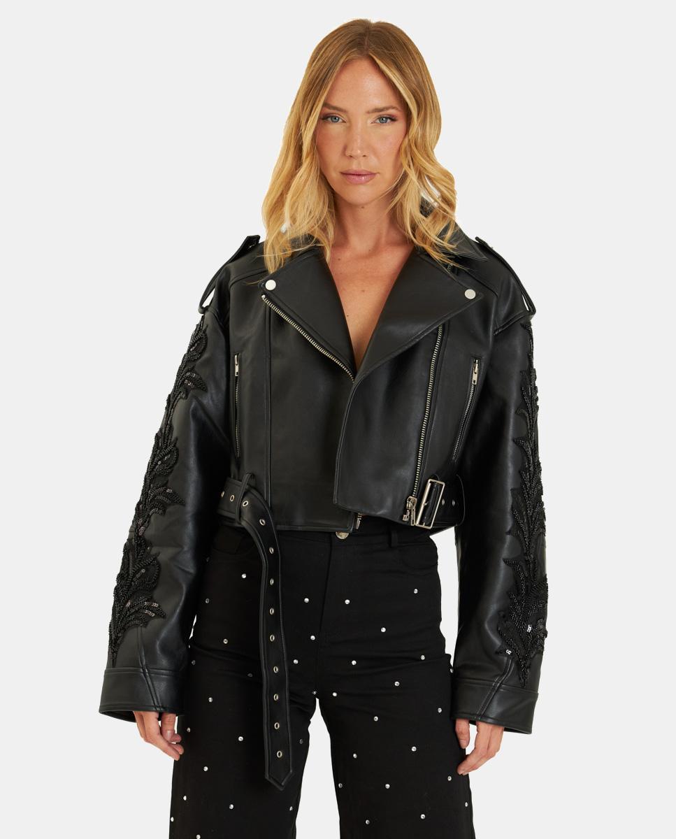 BIKER JACKET WITH RHINESTONES