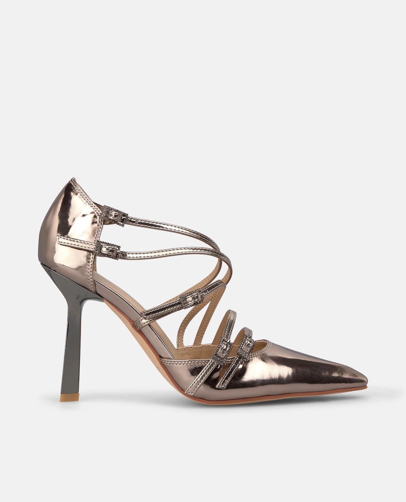 SAPATO DE SALTO ALTO COM FIVELA