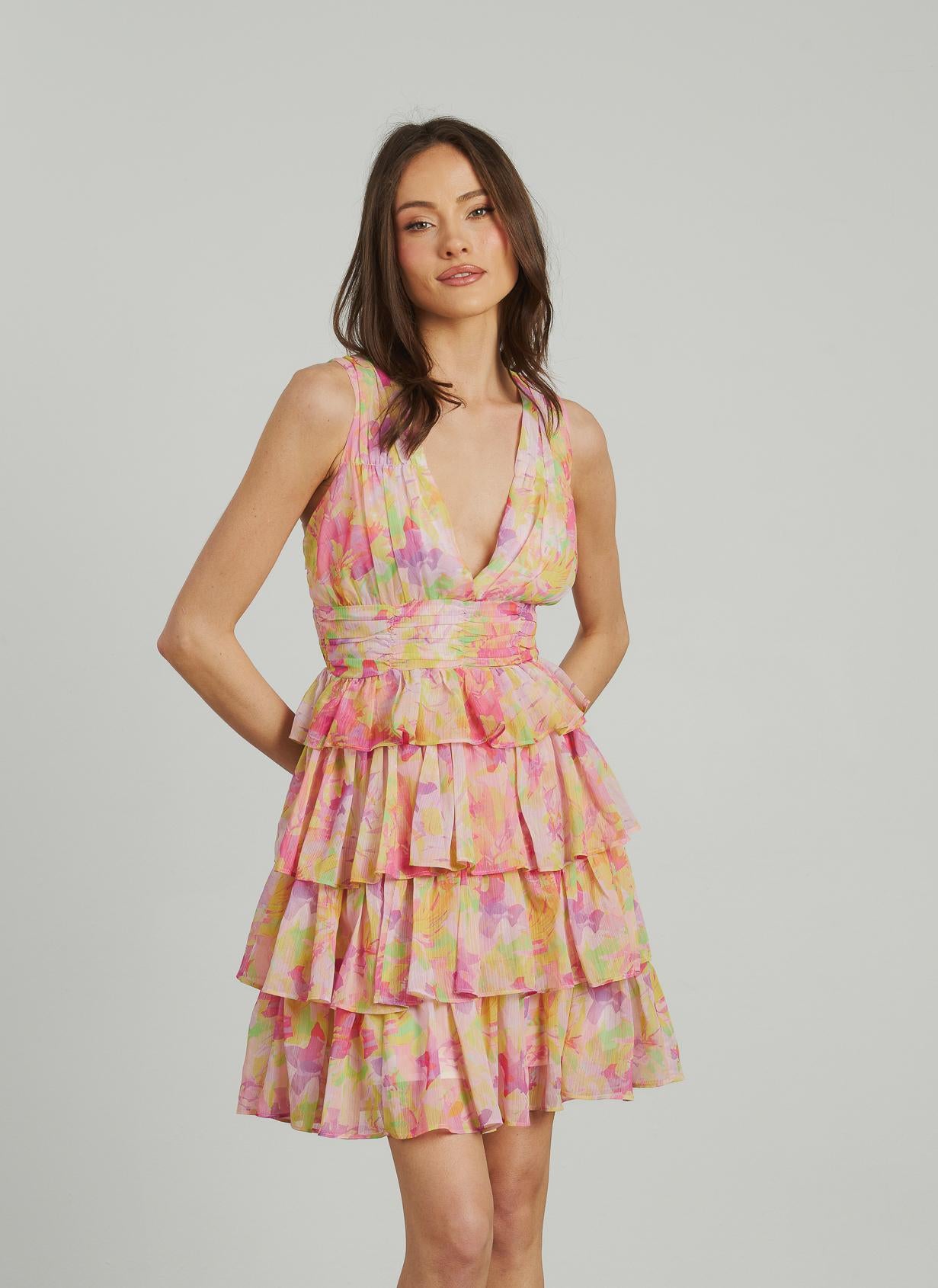 RUFFLED DRESS WITH RUFFLED WAIST