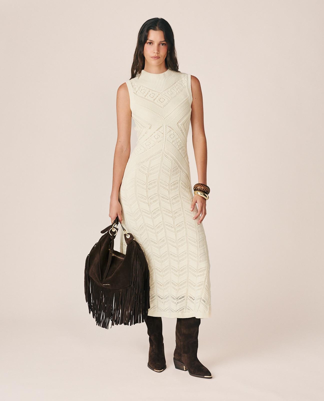 VESTIDO MAXI DE PUNTO CALADO