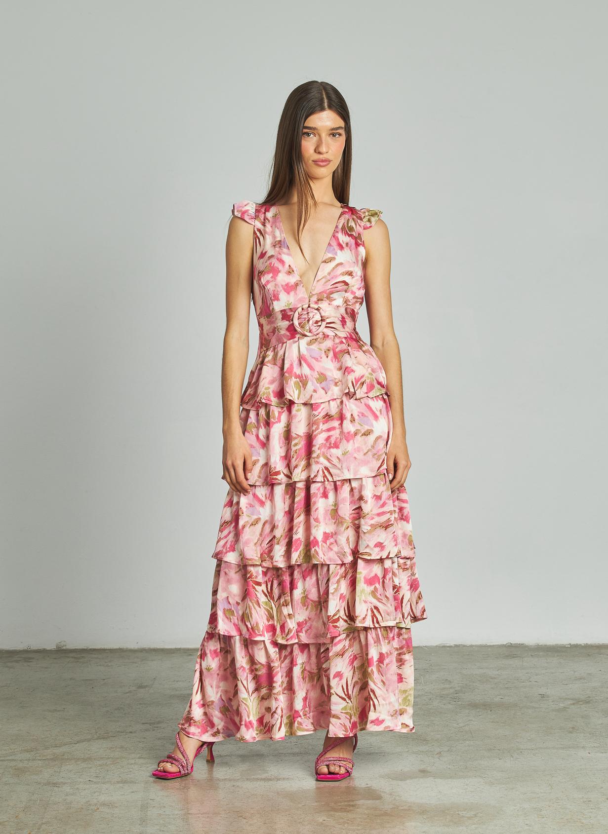 BUCKLE RUFFLE DRESS