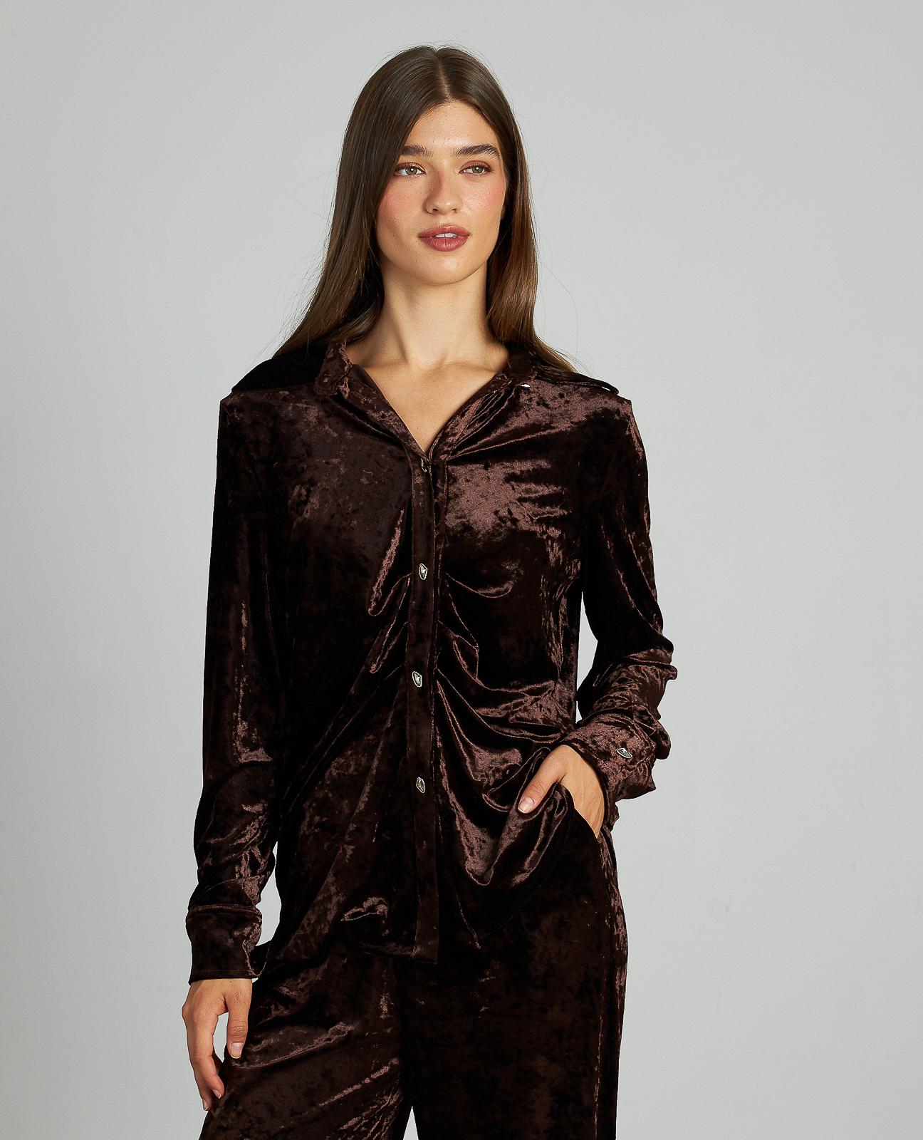 CAMISA DRAPEADA TERCIOPELO