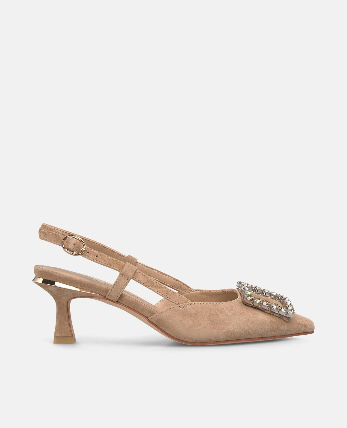 SAPATO DE SALTO BAIXO COM ORNAMENTO