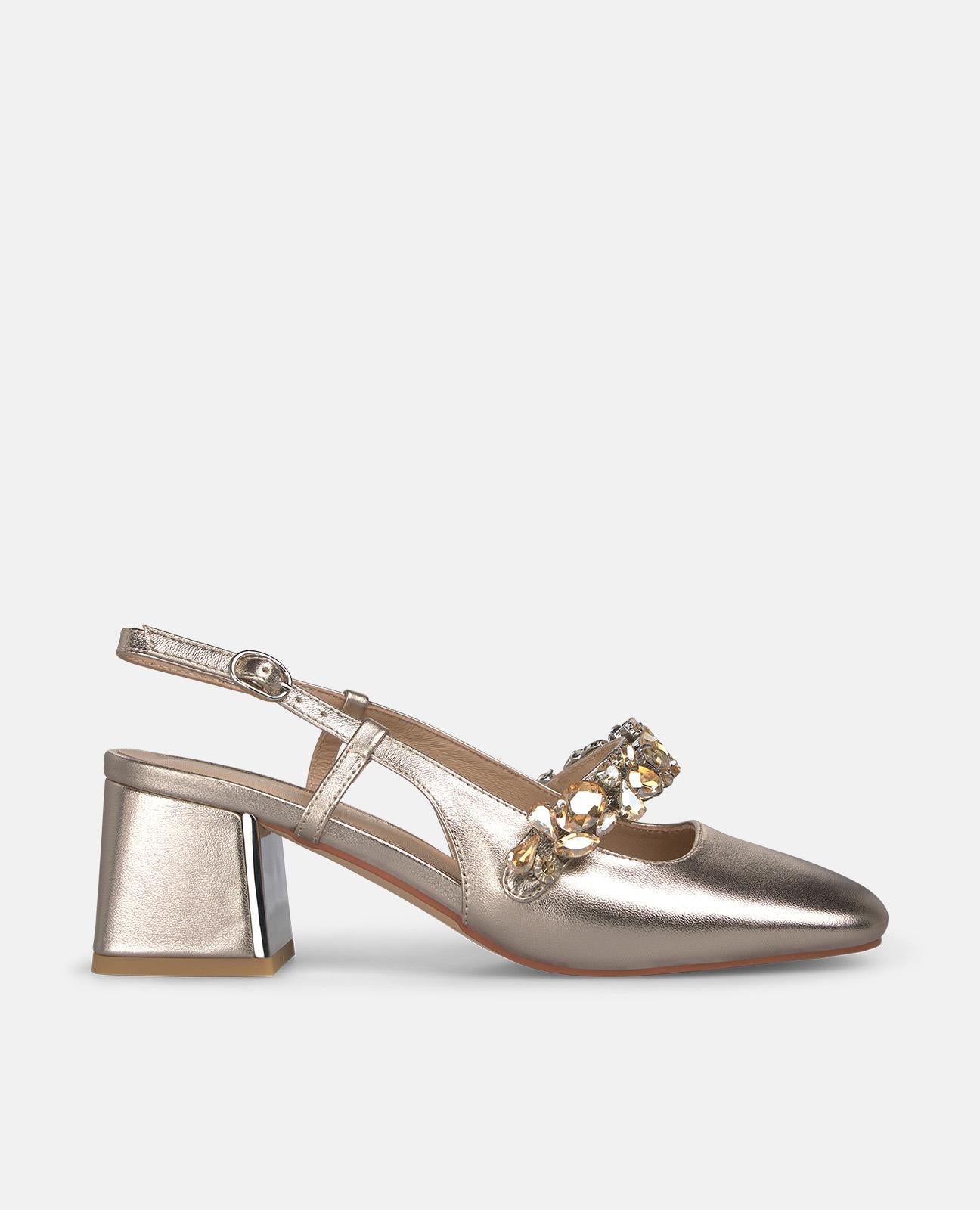 ZAPATO DESTALONADO TIRA CON JOYA