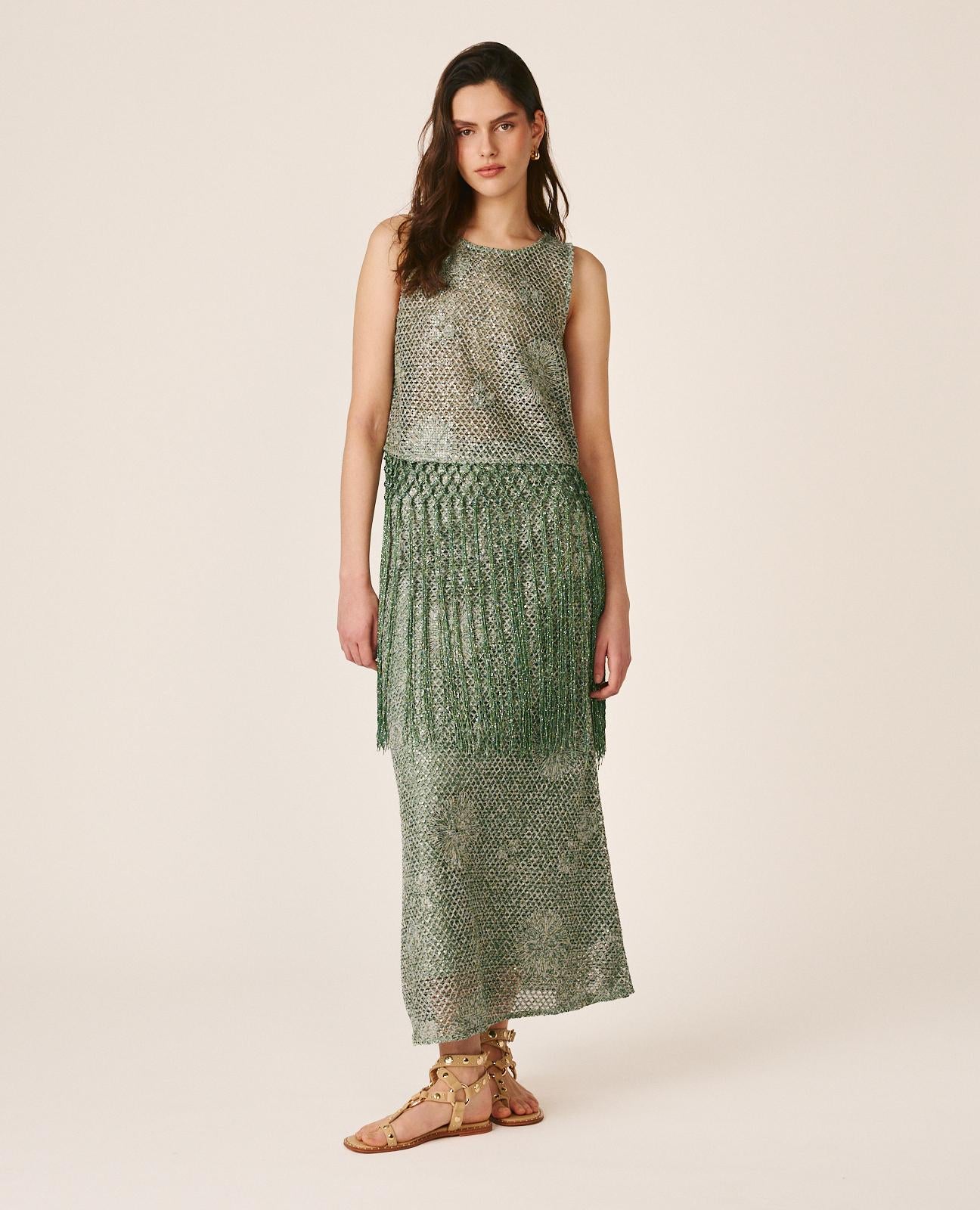 SEQUINED MIDI SKIRT