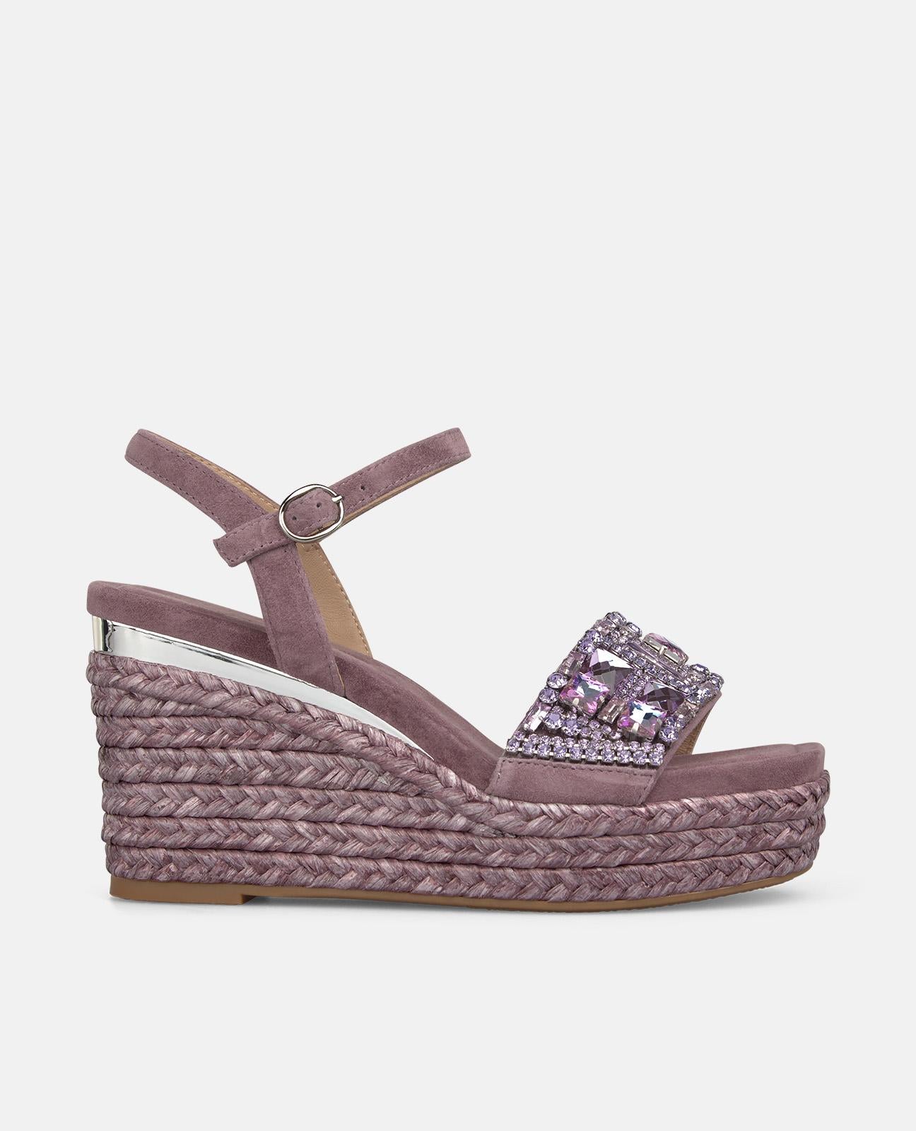 SANDALIA CUÑA ESPARTO TIRA EN PEDRERIA