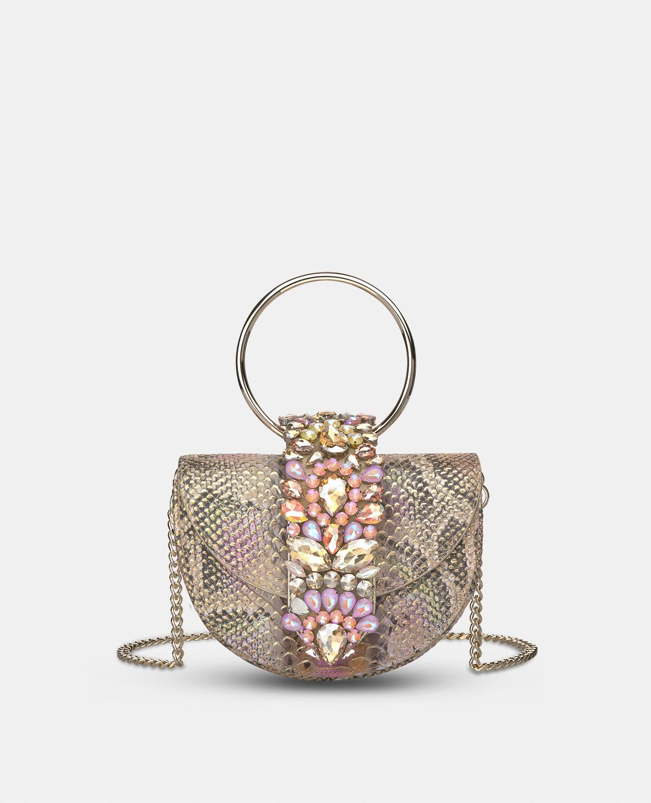 JEWELED HALF MOON BAG
