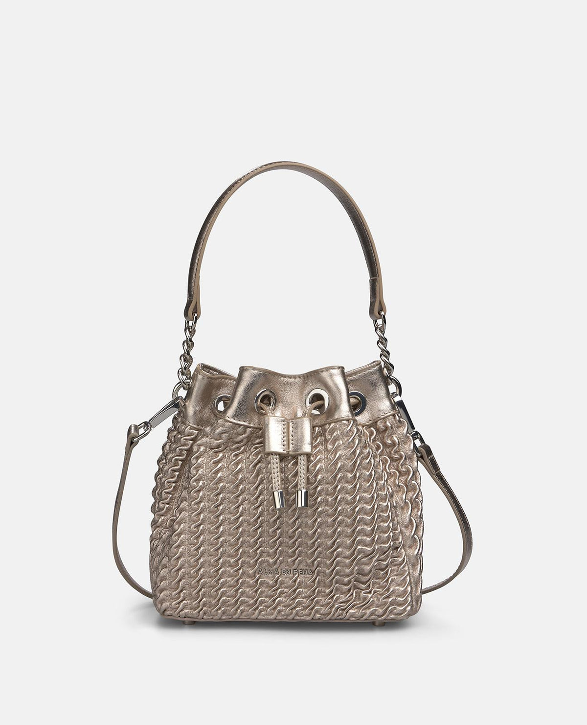 BOLSO BOMBONERA TEXTURIZADO DE PIEL