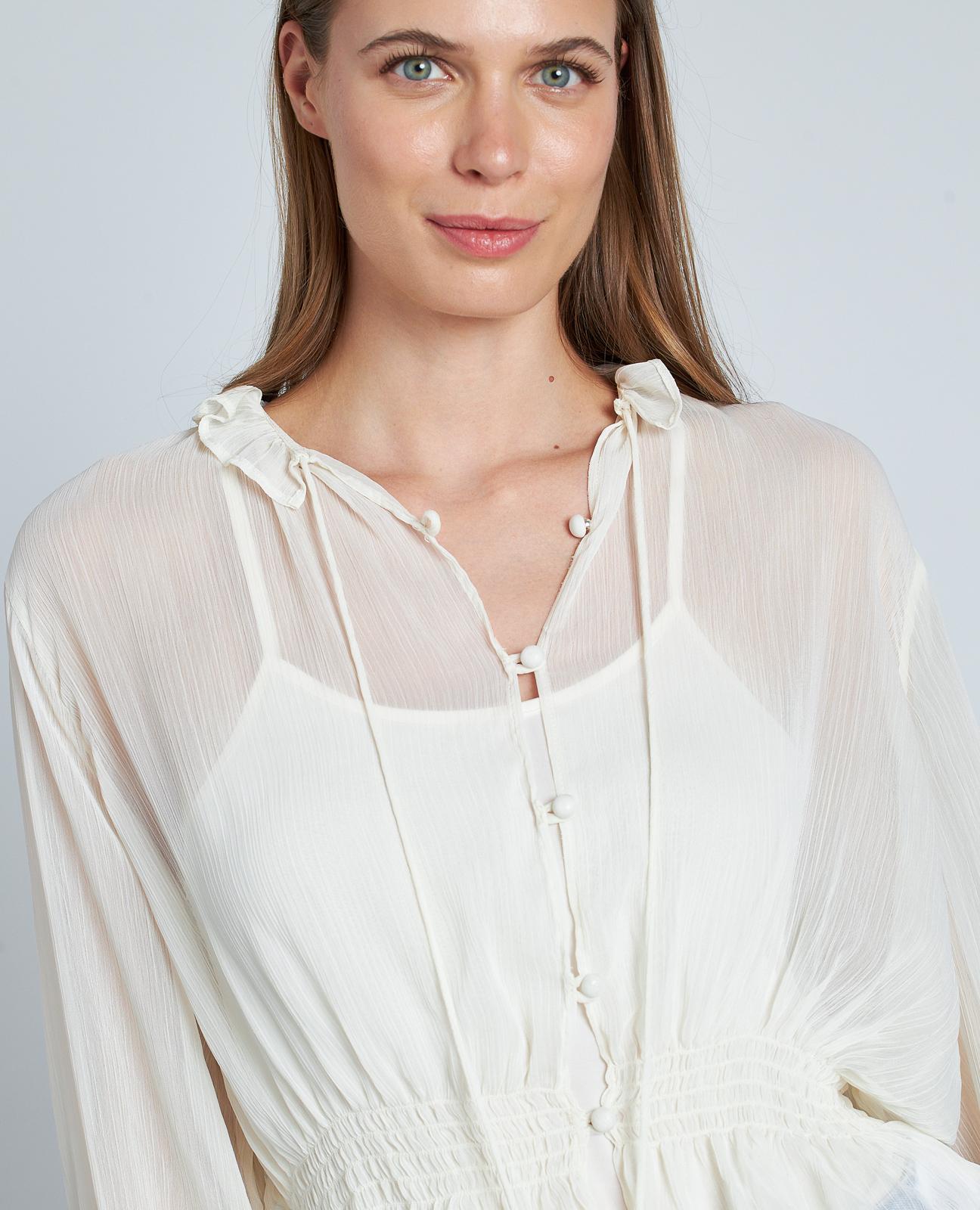 BLUSA SEMITRANSPARENTE VOLANTES