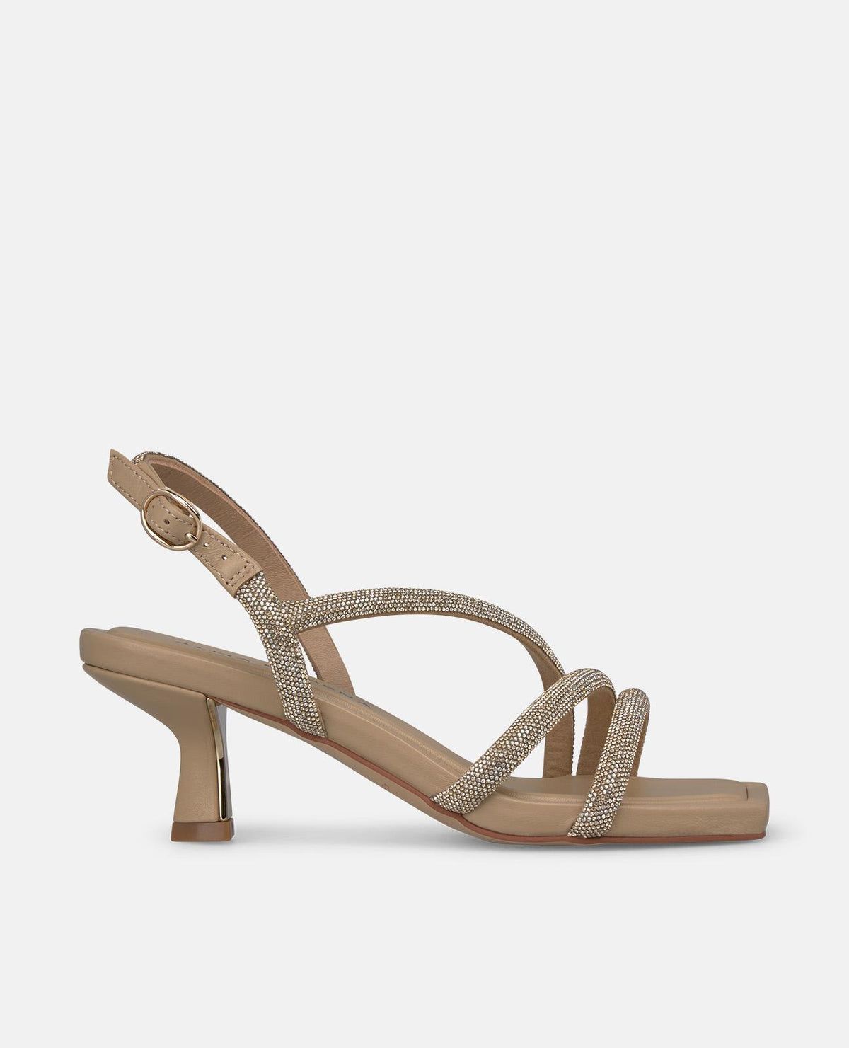 METALLIC SANDALS WITH DIAGONAL STRAPS