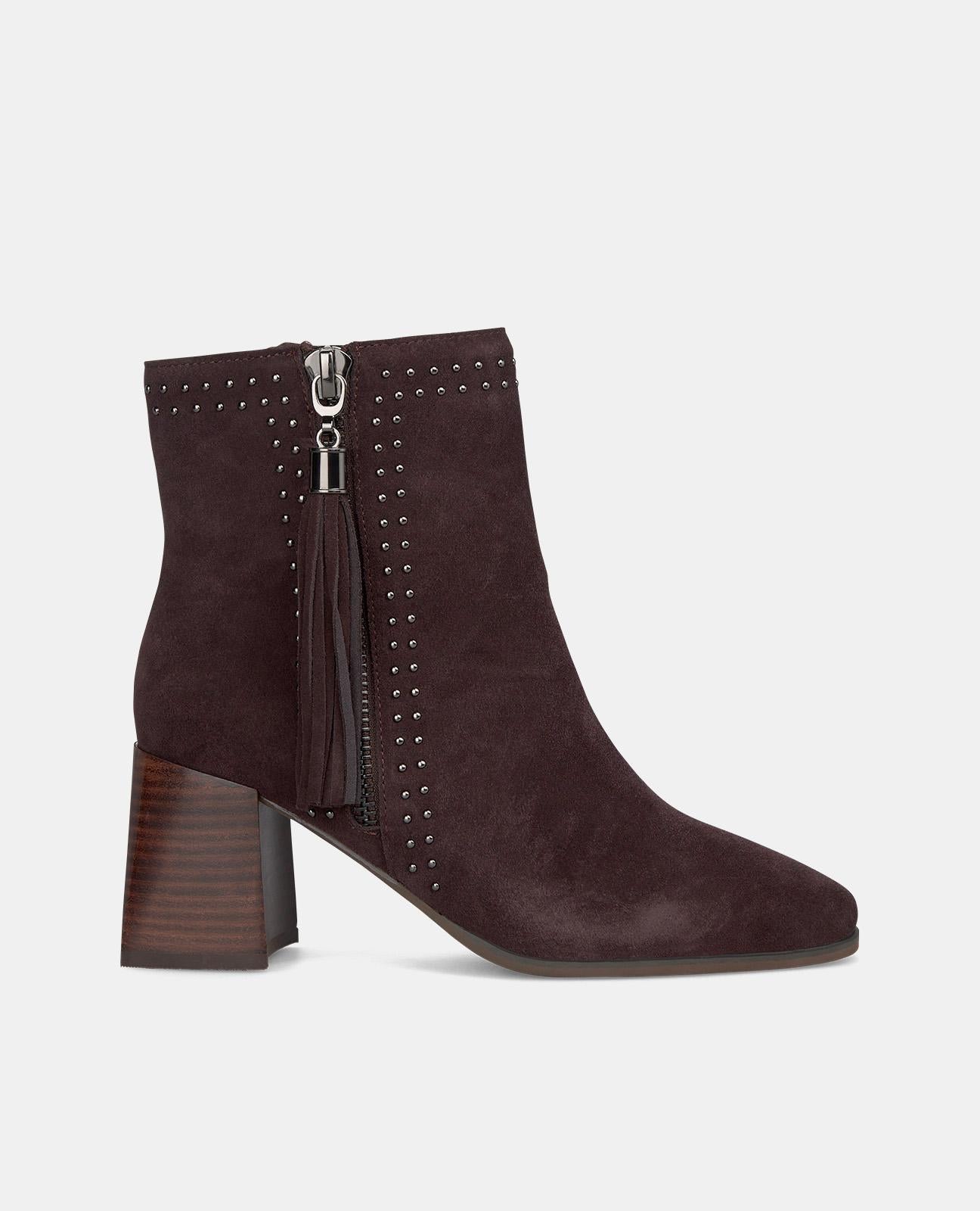 BOTTE DE CHEVILLE À TALON BLOC AVEC POMPON