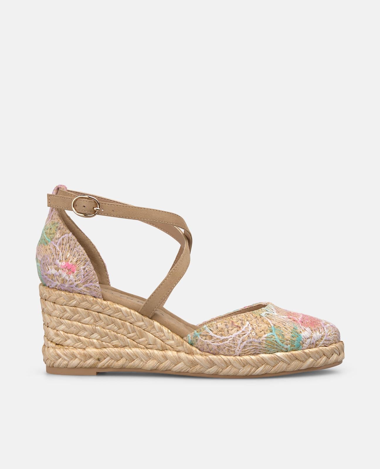 VALENCIAN MID-HEEL FABRIC SANDAL
