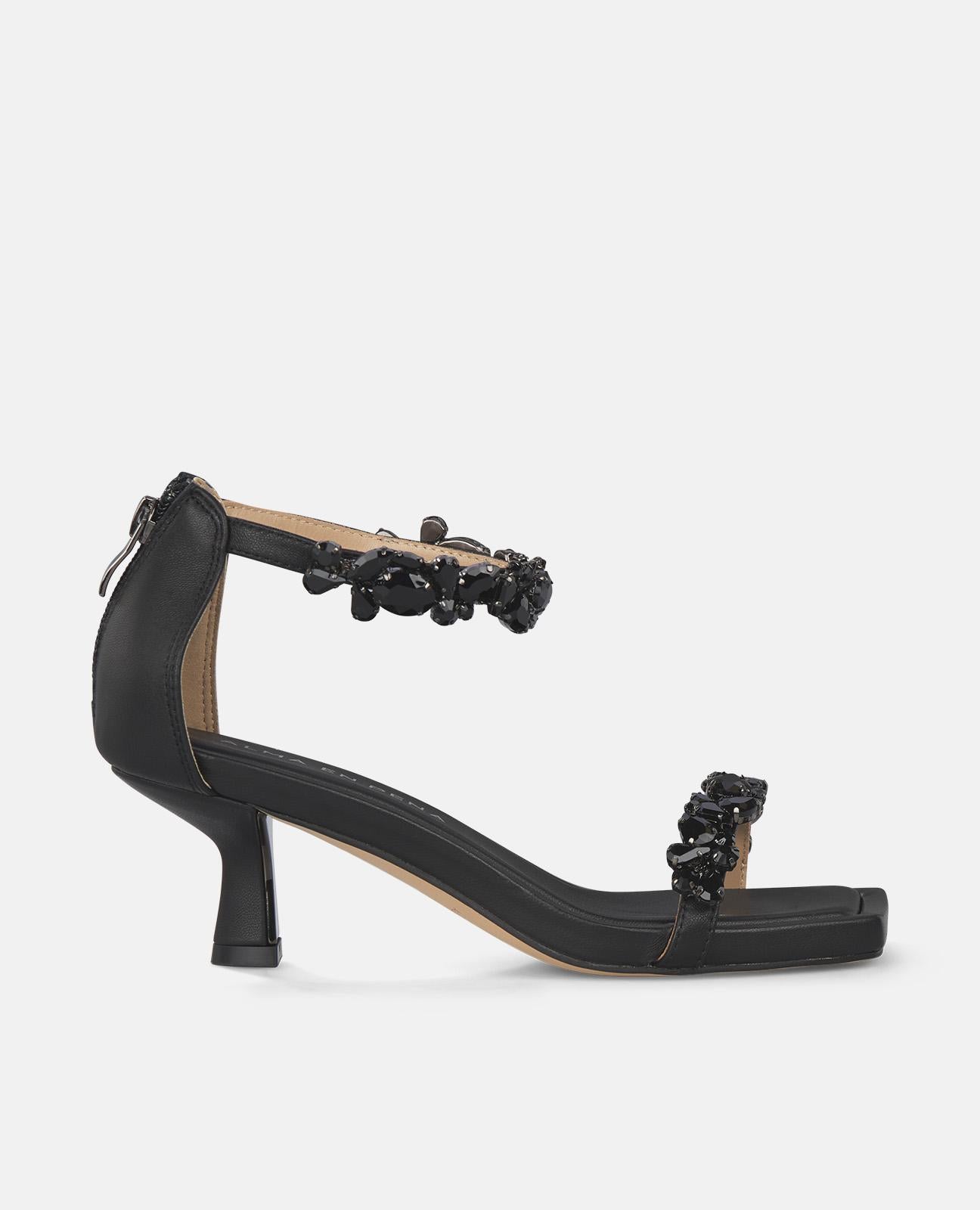 HEELED SANDAL WITH RHINESTONES