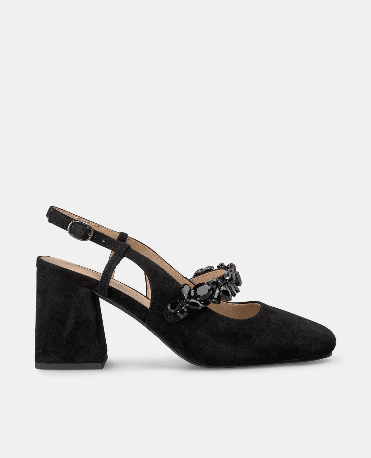 ZAPATO TACÓN TIRA DETALLE PEDRERÍA