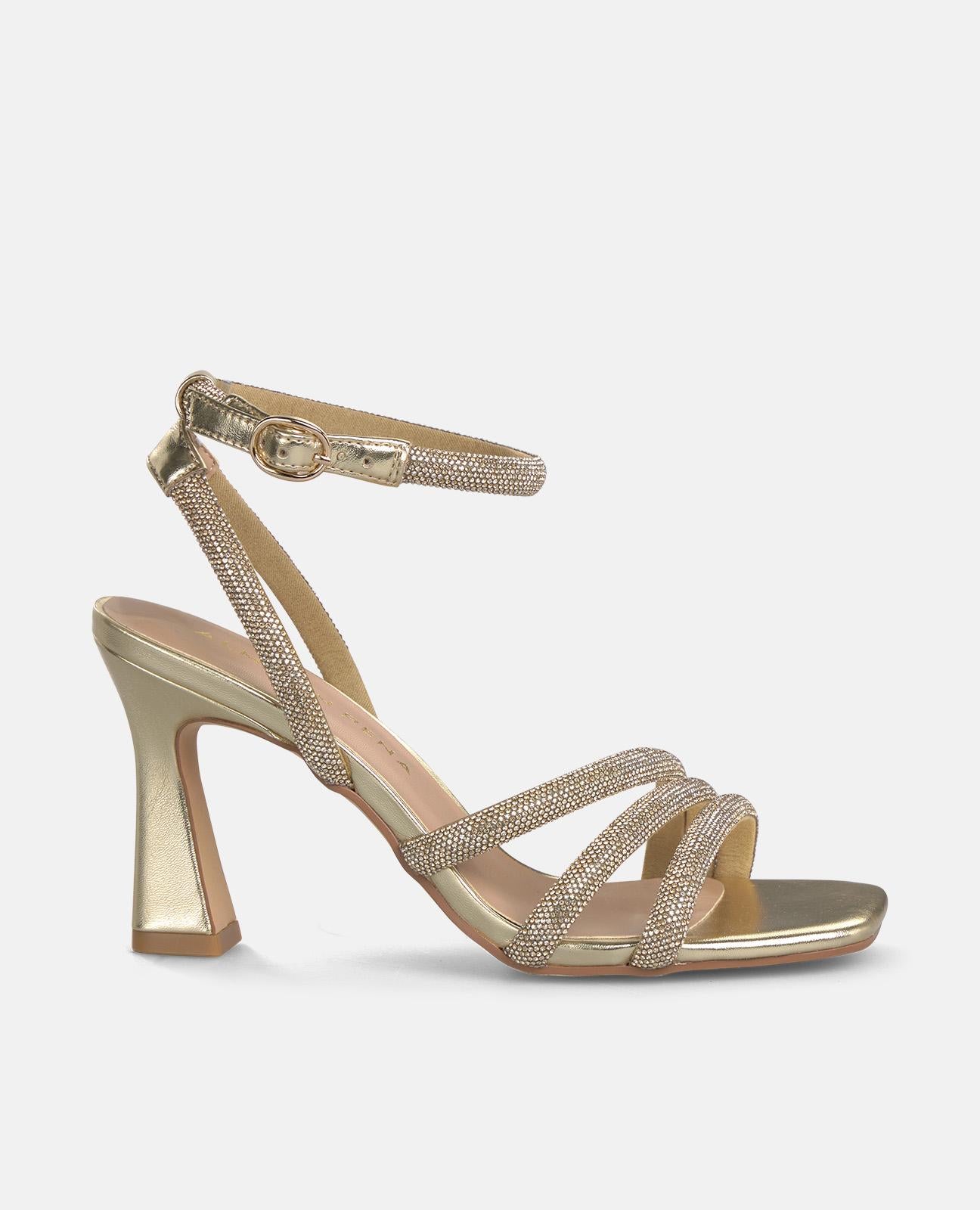 MID-HEEL SANDALS WITH TUBULAR STRAPS AND ANKLE BRACELET