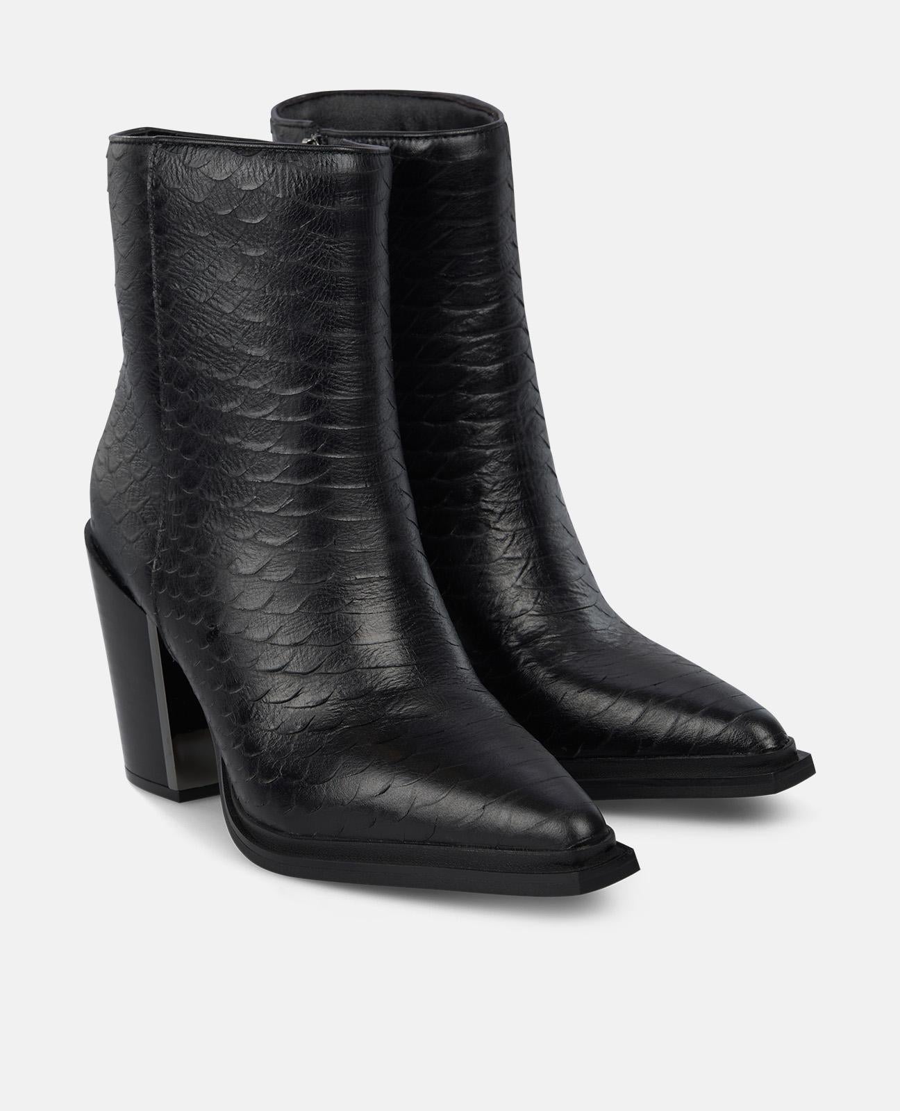 BOTTES DE CHEVILLE HAUTES À TALON LARGE